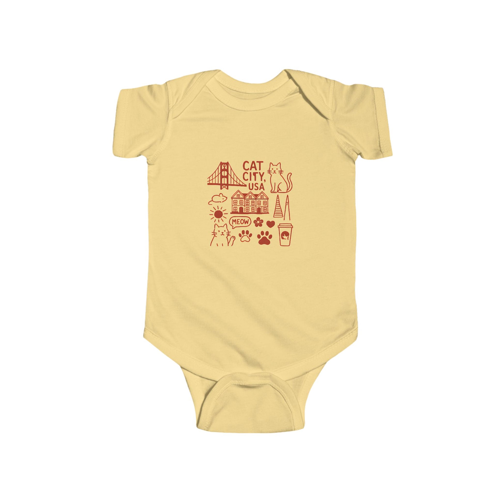 Cat City USA San Francisco Infant Bodysuit, Cute Baby Outfit, Cat Lover Gift, Newborn Clothes, Animal-Themed Babywear