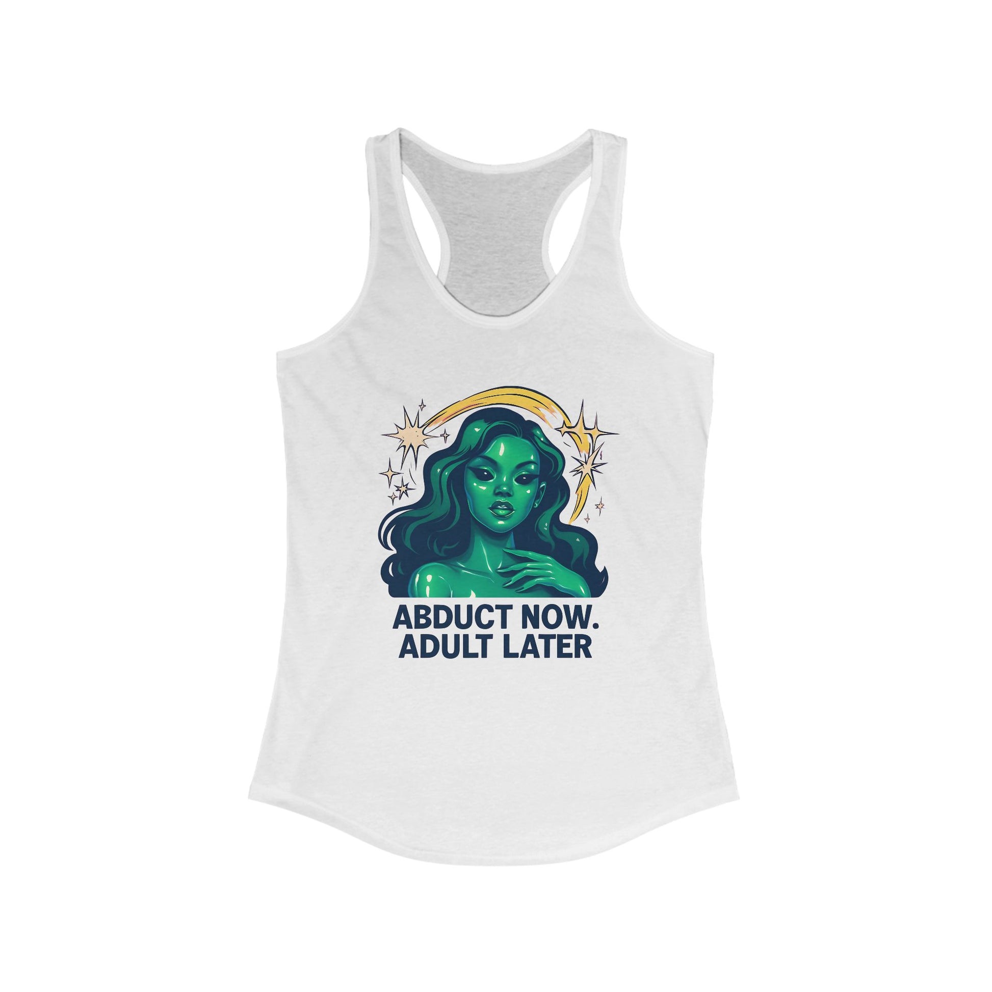 Alien Inspiration Racerback Tank - Perfect for Casual Wear, Summer Events, Gift for Sci-Fi Lovers, Funny Workout Top, Festival Style