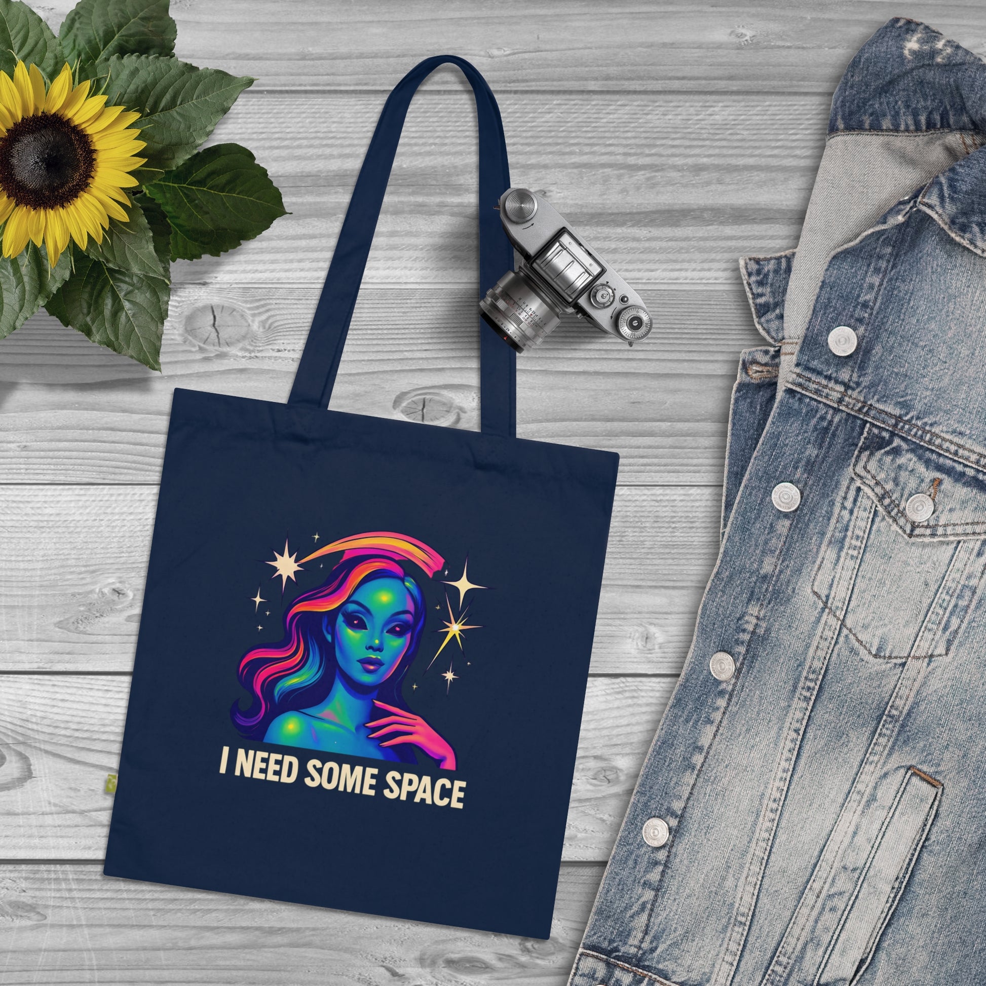 Cosmic Vibes Tote Bag - I Need Some Space, Eco-Friendly Shopping Bag, Unique Gift for Space Lovers, Casual Day Bag, Galaxy Art Tote