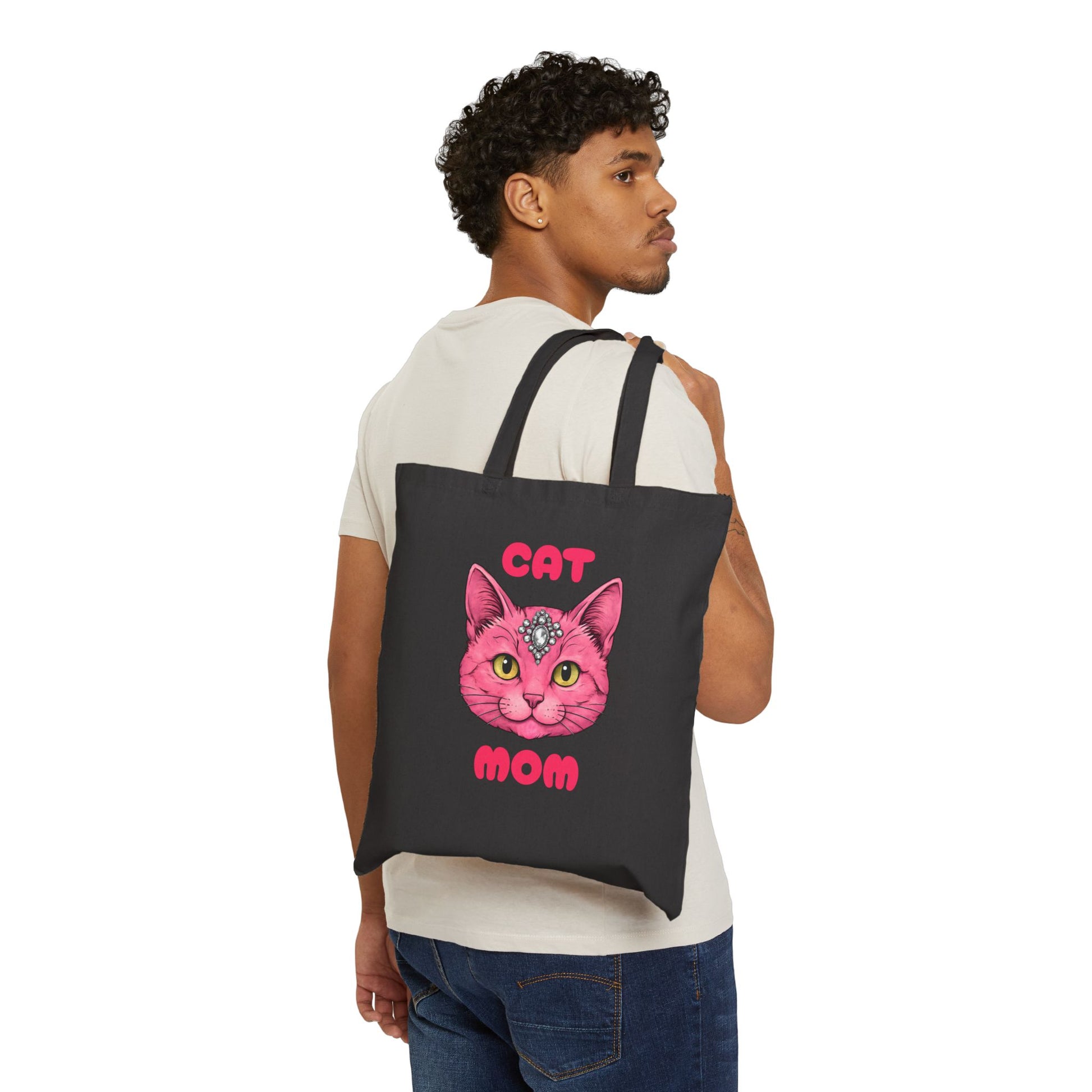Cat Mom Canvas Tote Bag, Pet Lover Gift, Eco-Friendly Shopping Bag, Cute Cat Mom Tote, Animal Lover Accessory
