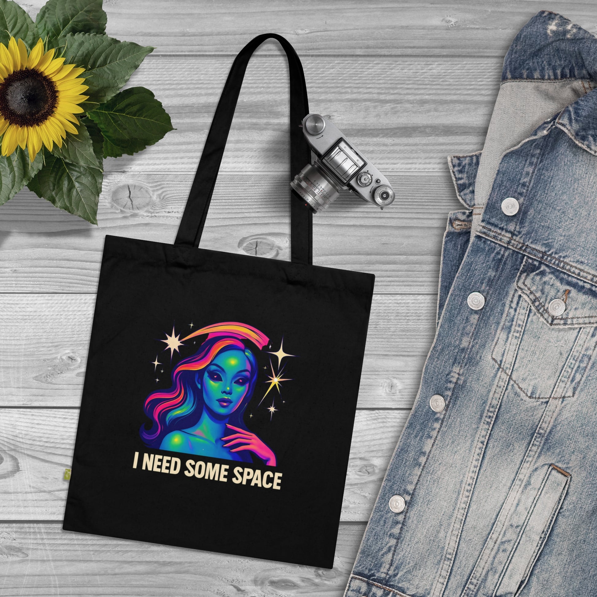 Cosmic Vibes Tote Bag - I Need Some Space, Eco-Friendly Shopping Bag, Unique Gift for Space Lovers, Casual Day Bag, Galaxy Art Tote