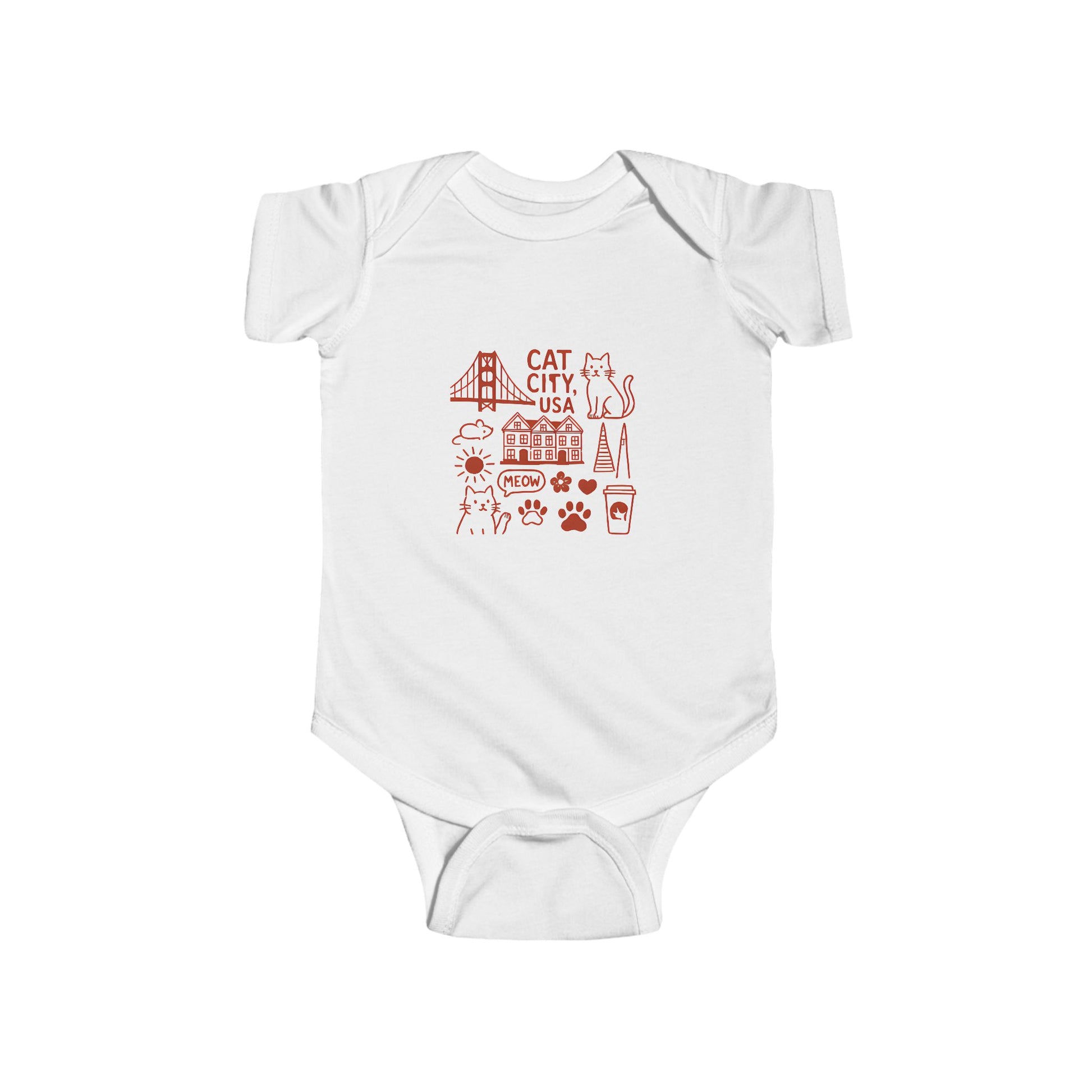 Cat City USA San Francisco Infant Bodysuit, Cute Baby Outfit, Cat Lover Gift, Newborn Clothes, Animal-Themed Babywear