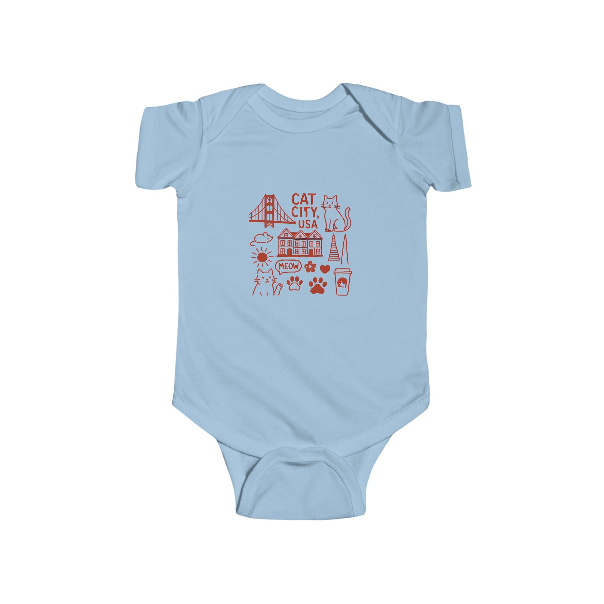 Cat City USA San Francisco Infant Bodysuit, Cute Baby Outfit, Cat Lover Gift, Newborn Clothes, Animal-Themed Babywear
