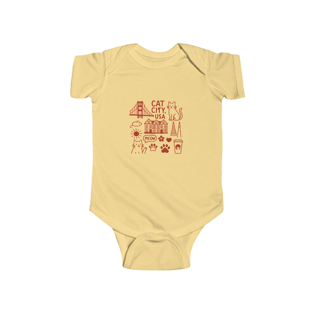 Cat City USA San Francisco Infant Bodysuit, Cute Baby Outfit, Cat Lover Gift, Newborn Clothes, Animal-Themed Babywear