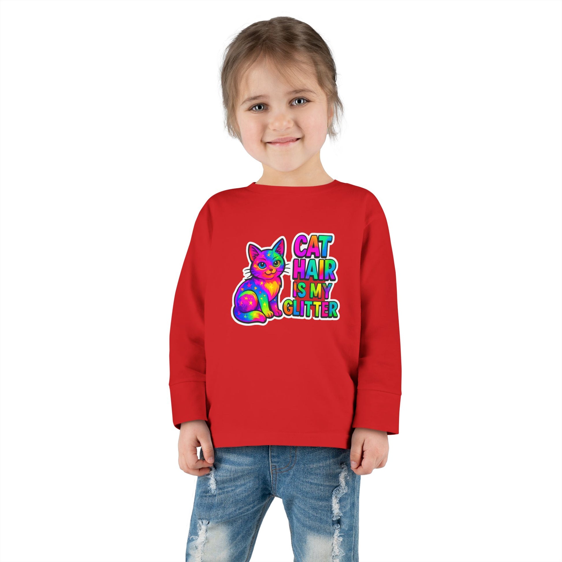 Cat Hair Is My Glitter Toddler Long Sleeve Tee