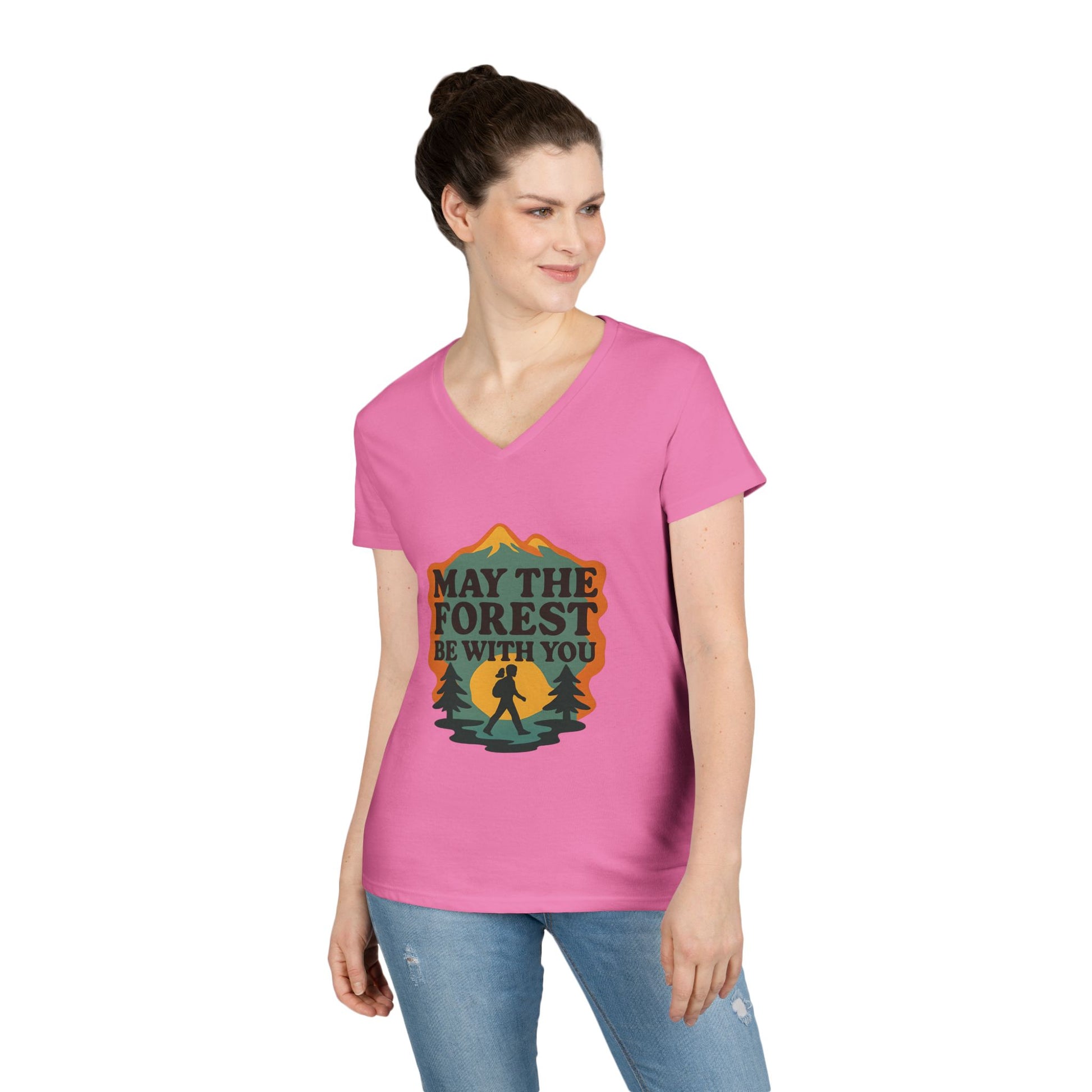 Forest themed Ladies' v neck