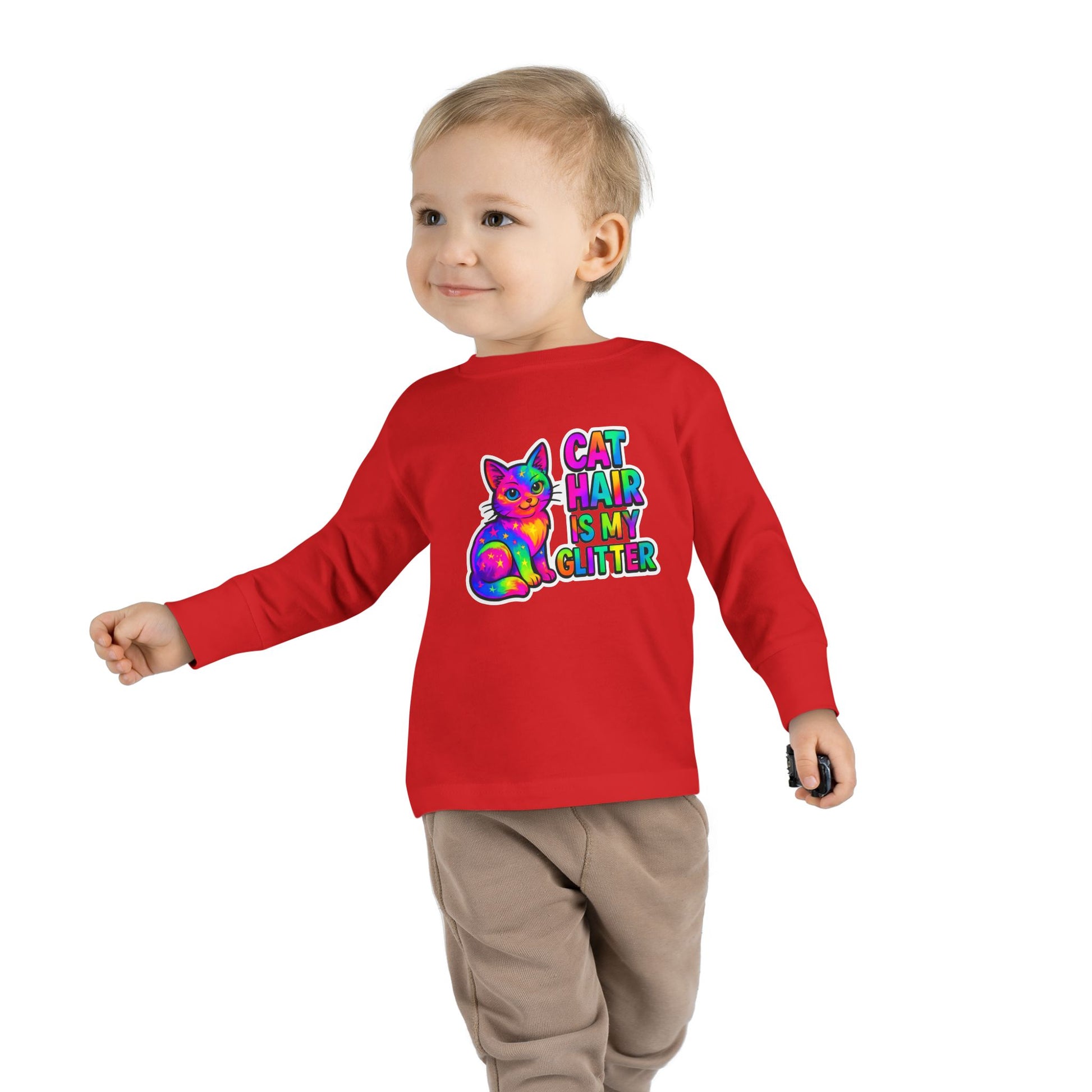 Cat Hair Is My Glitter Toddler Long Sleeve Tee
