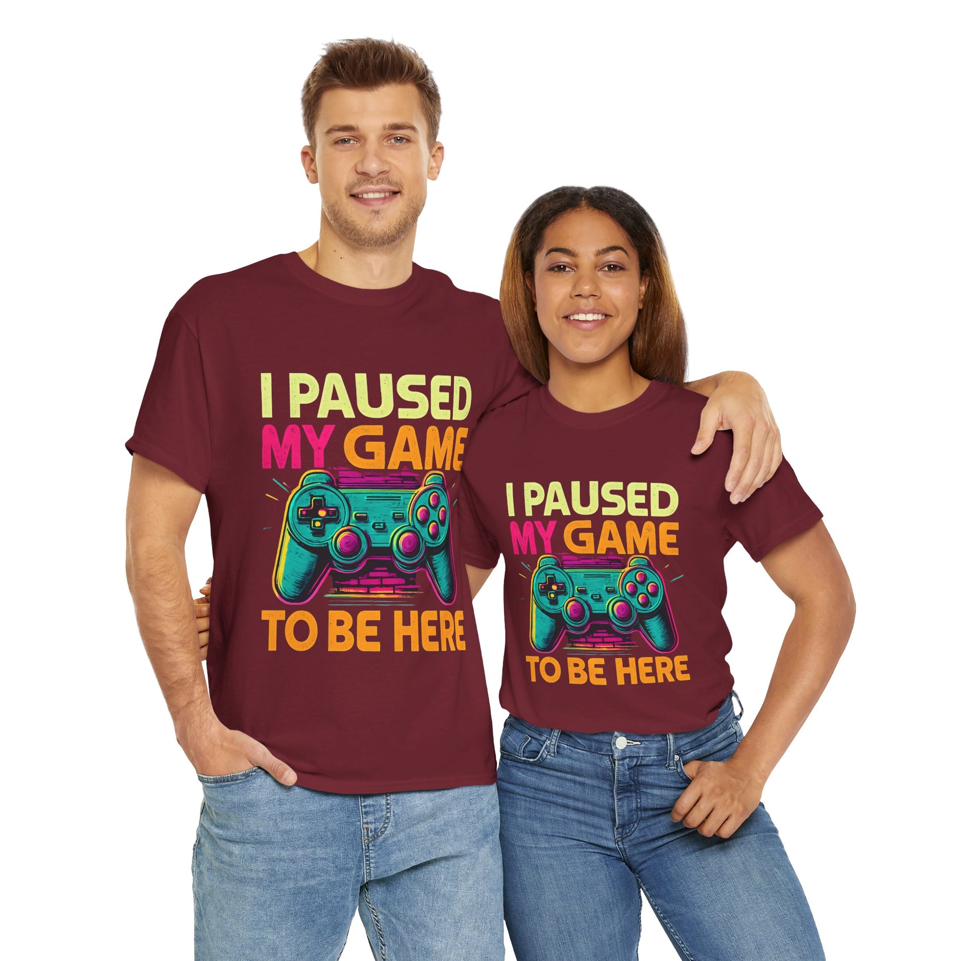 Gaming Humor Unisex Tee - I Paused My Game To Be Here, Gamer Gift, Video Game Shirt, Casual Wear, Funny T-Shirt, Game Night Apparel