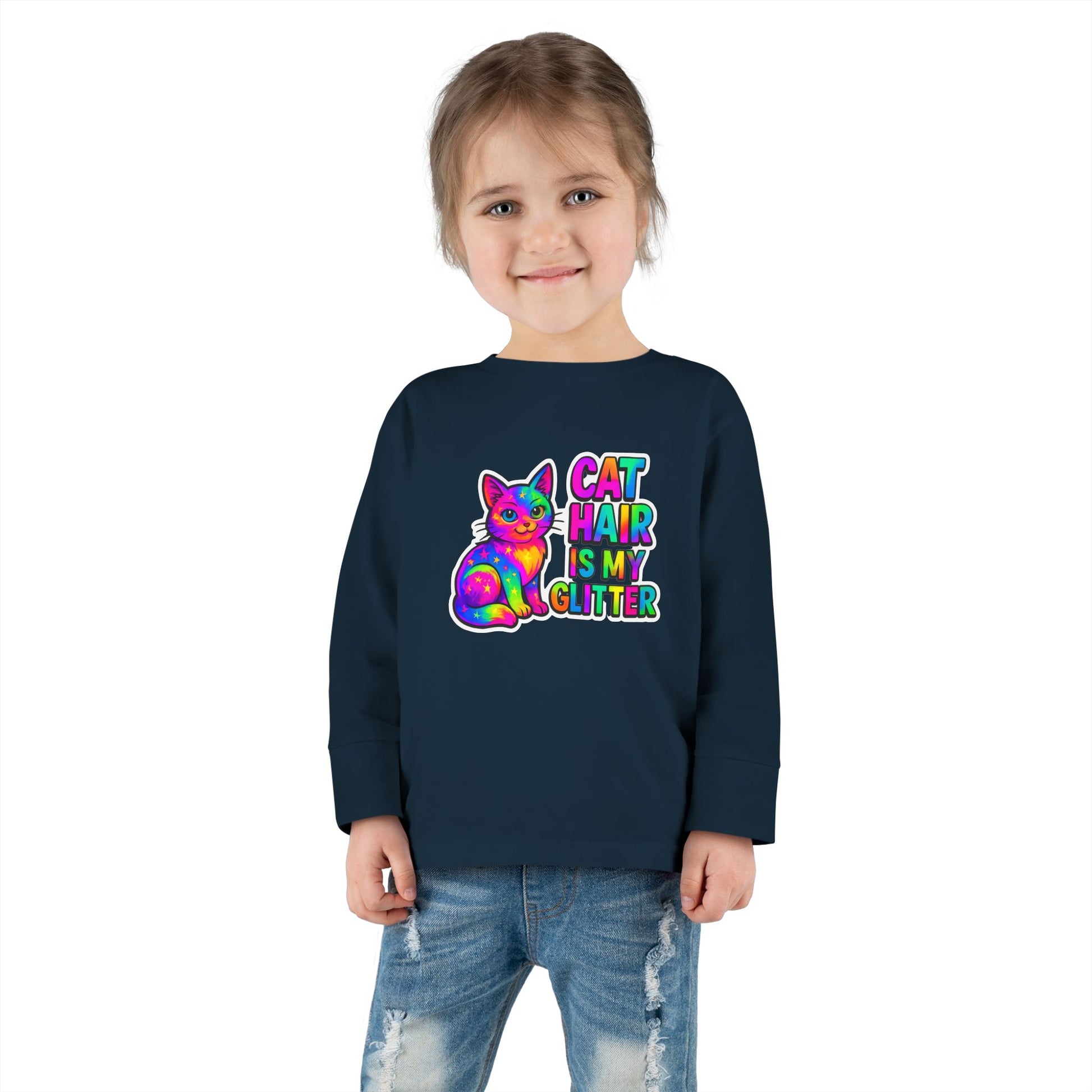 Cat Hair Is My Glitter Toddler Long Sleeve Tee