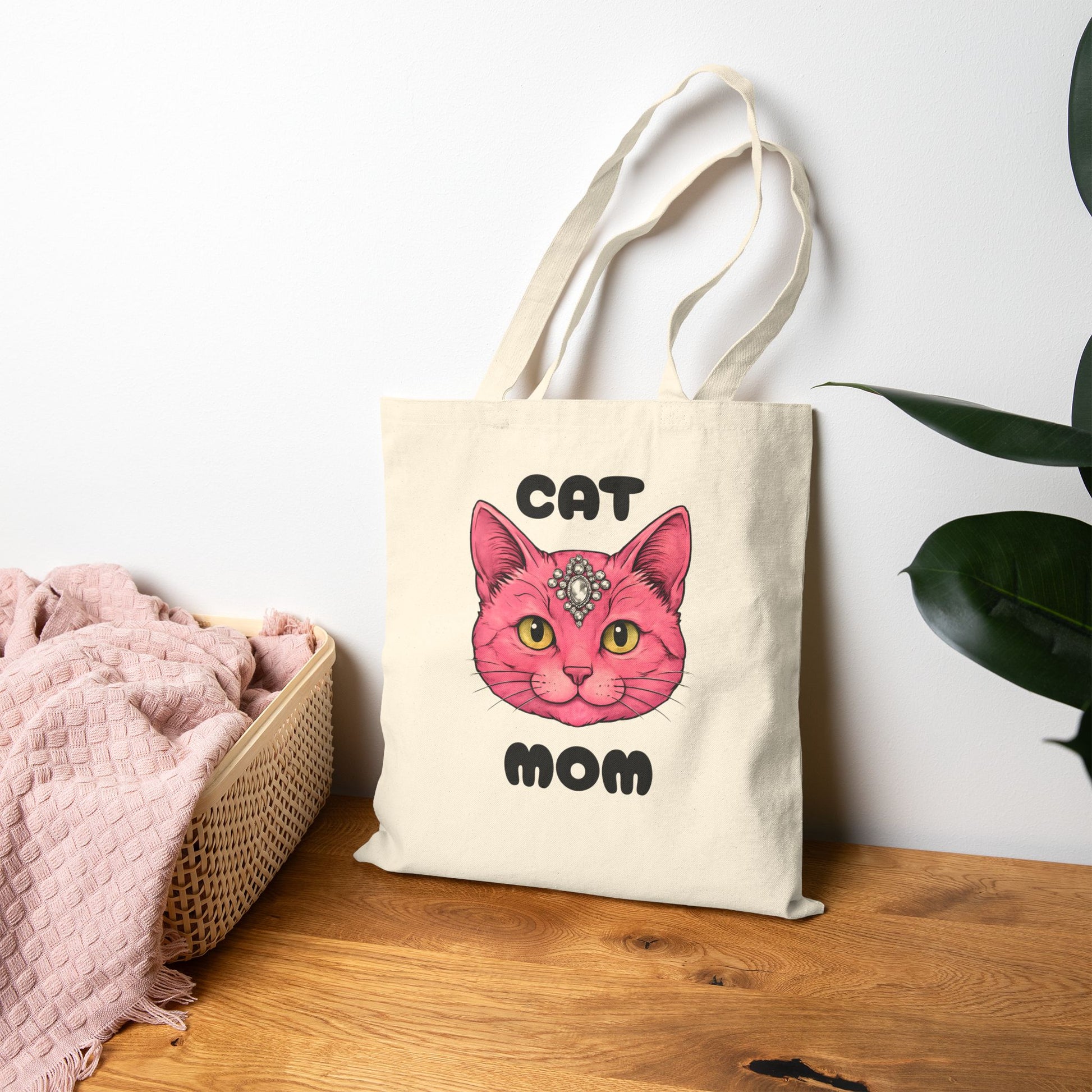 Cat Mom Canvas Tote Bag, Pet Lover Gift, Eco-Friendly Shopping Bag, Cute Cat Mom Tote, Animal Lover Accessory