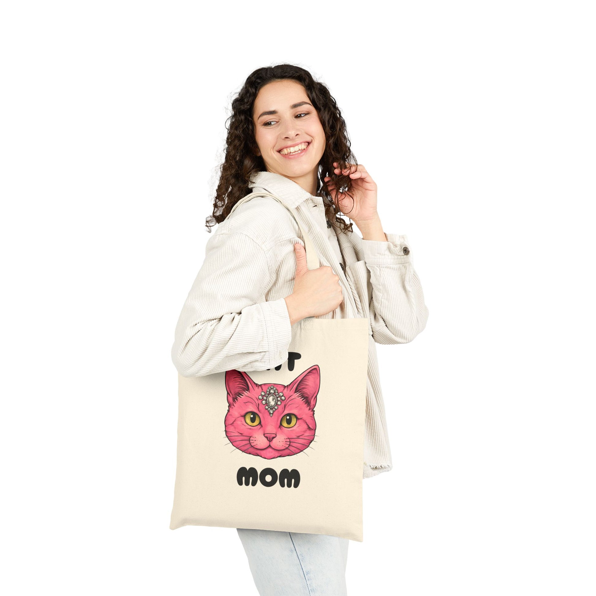 Cat Mom Canvas Tote Bag, Pet Lover Gift, Eco-Friendly Shopping Bag, Cute Cat Mom Tote, Animal Lover Accessory