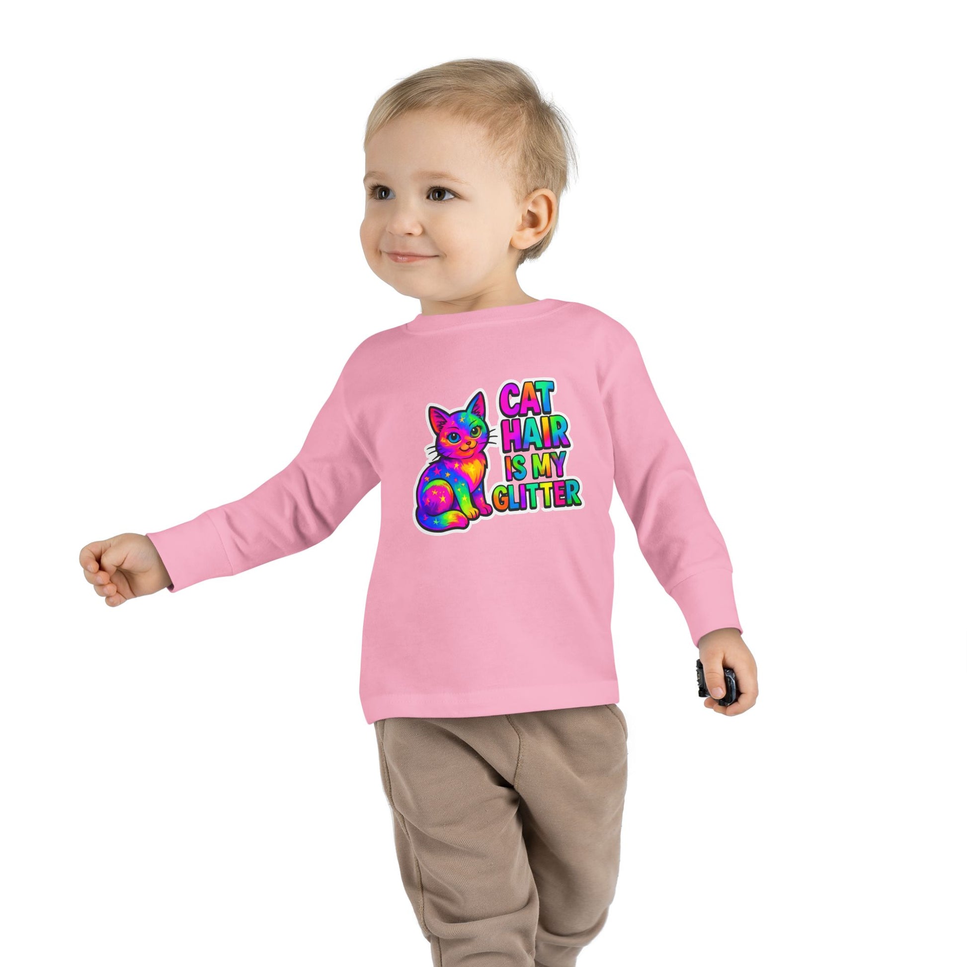 Cat Hair Is My Glitter Toddler Long Sleeve Tee