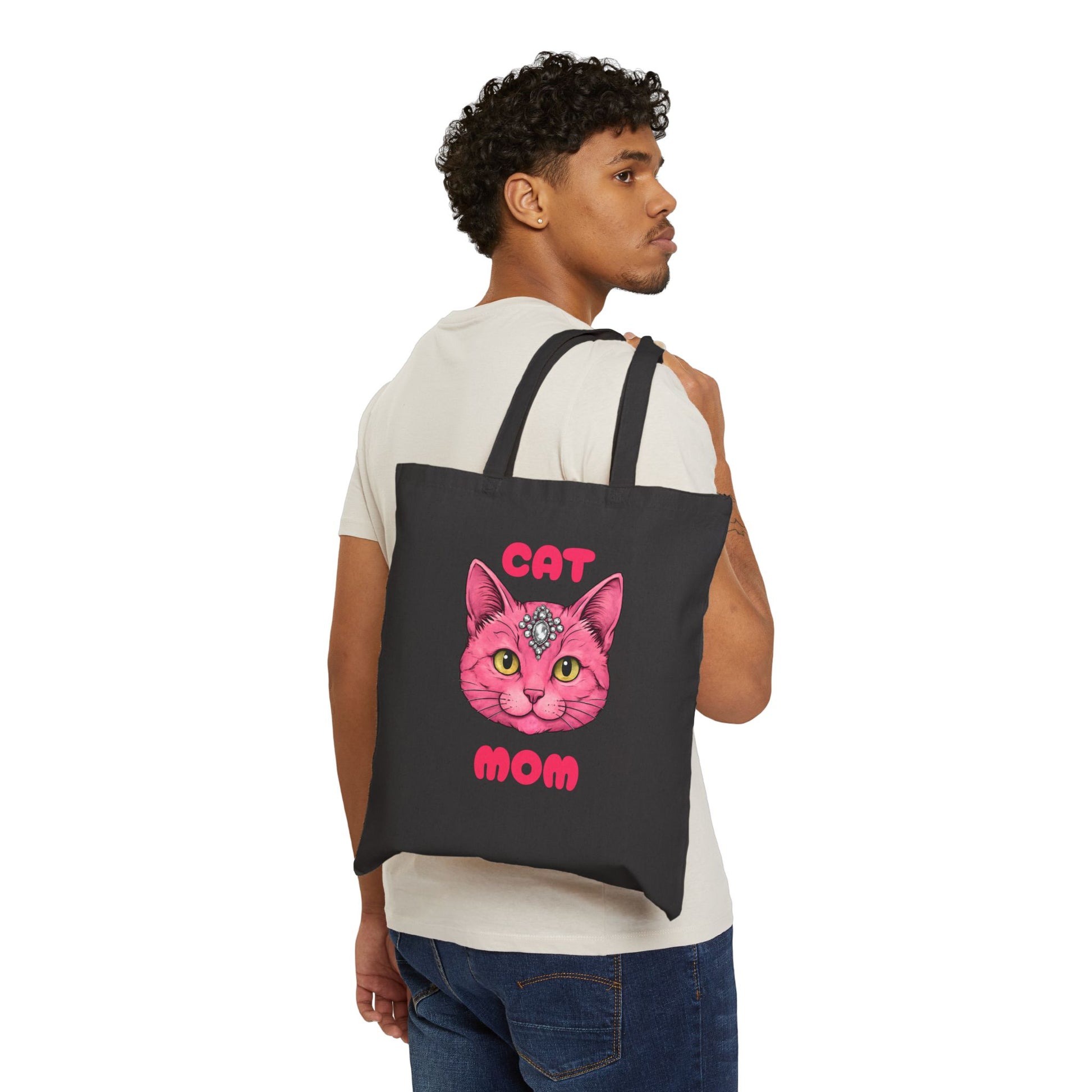 Cat Mom Canvas Tote Bag, Pet Lover Gift, Eco-Friendly Shopping Bag, Cute Cat Mom Tote, Animal Lover Accessory