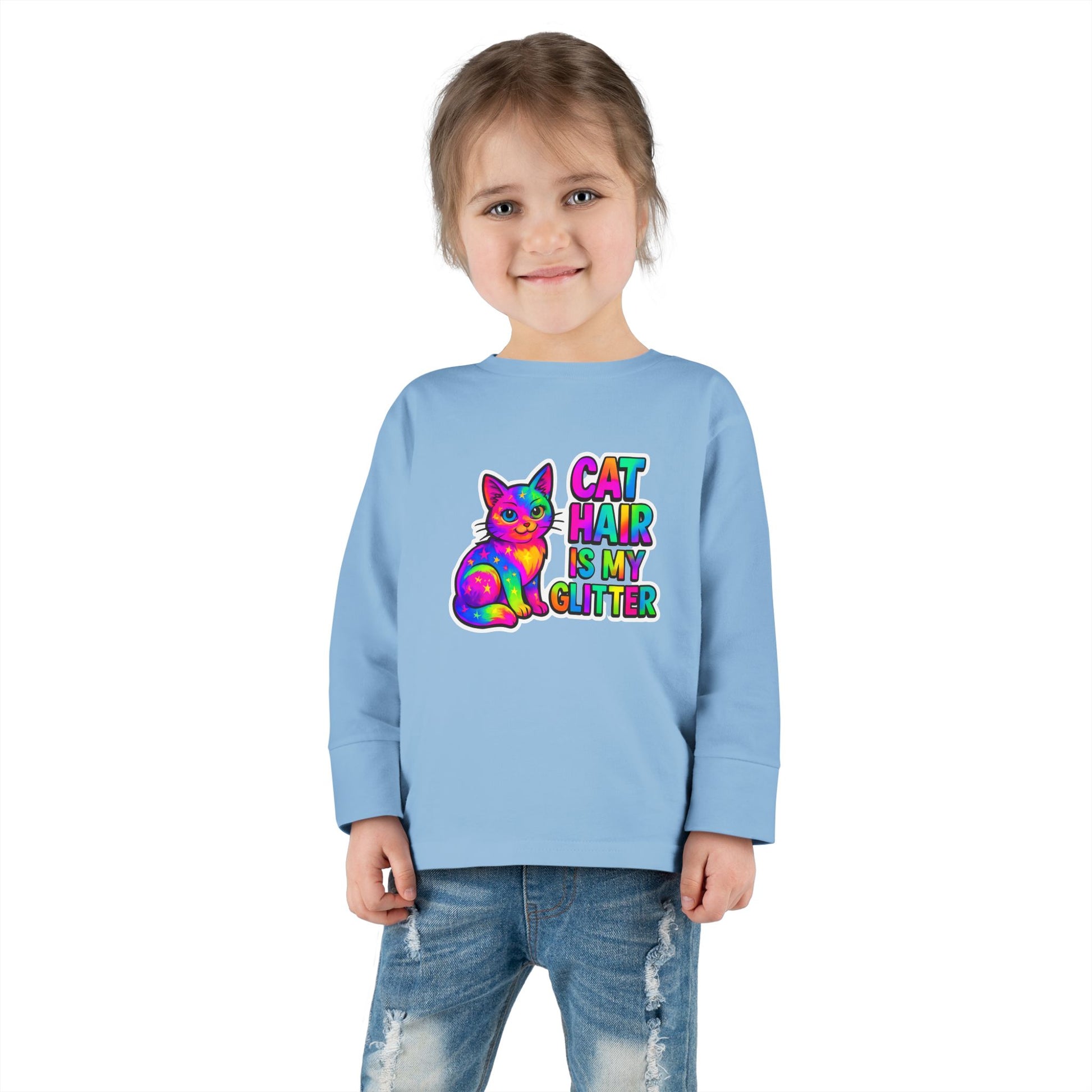 Cat Hair Is My Glitter Toddler Long Sleeve Tee