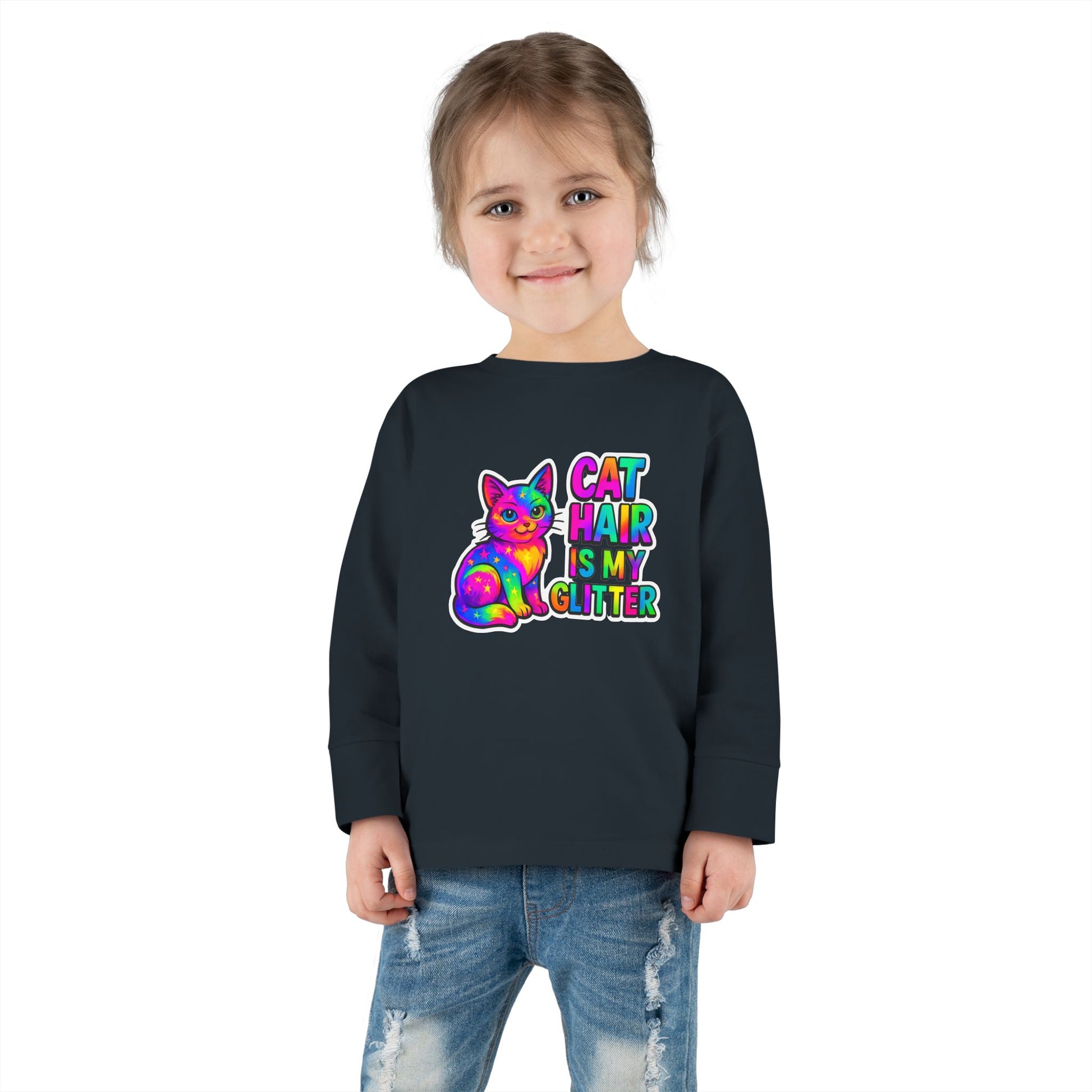 Cat Hair Is My Glitter Toddler Long Sleeve Tee