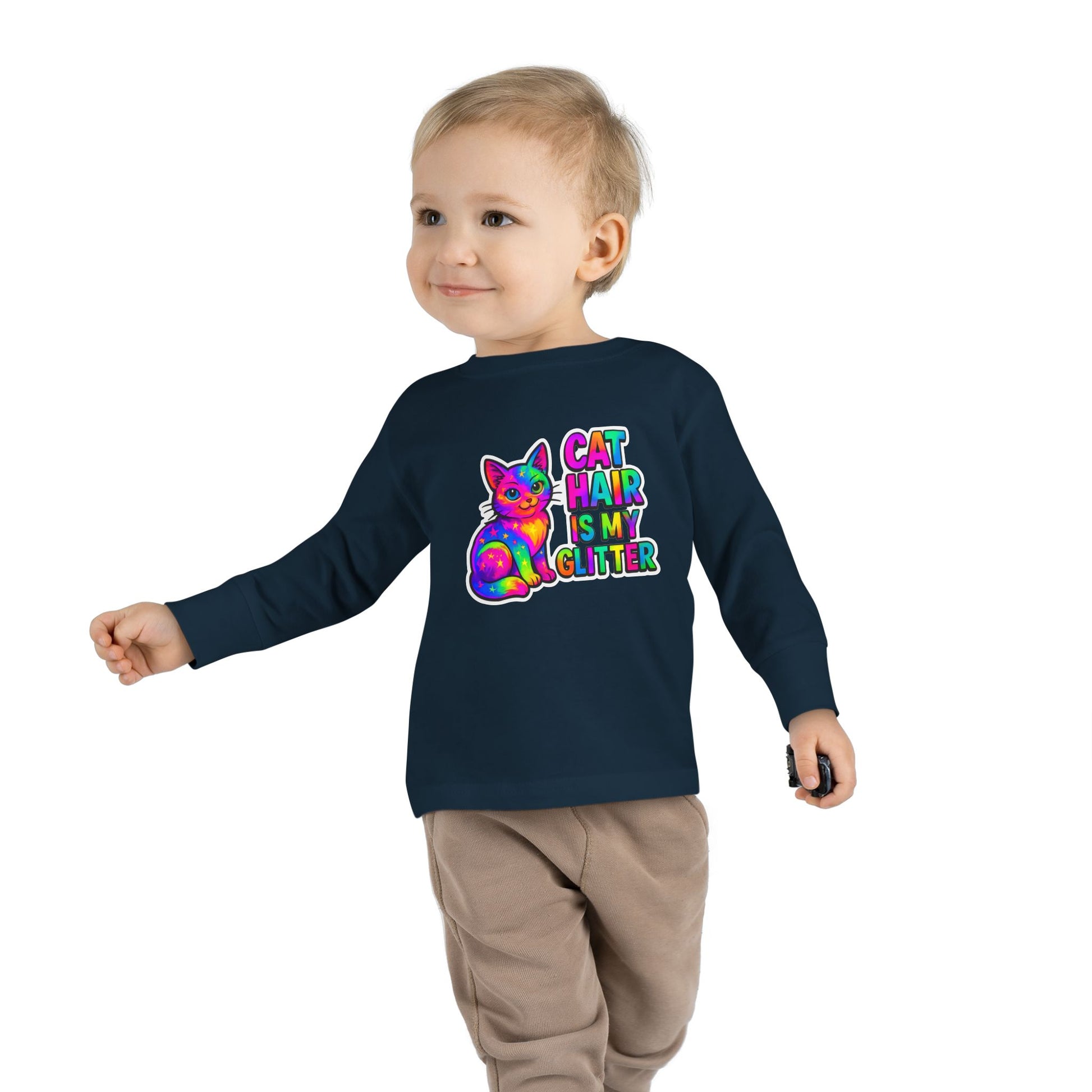 Cat Hair Is My Glitter Toddler Long Sleeve Tee