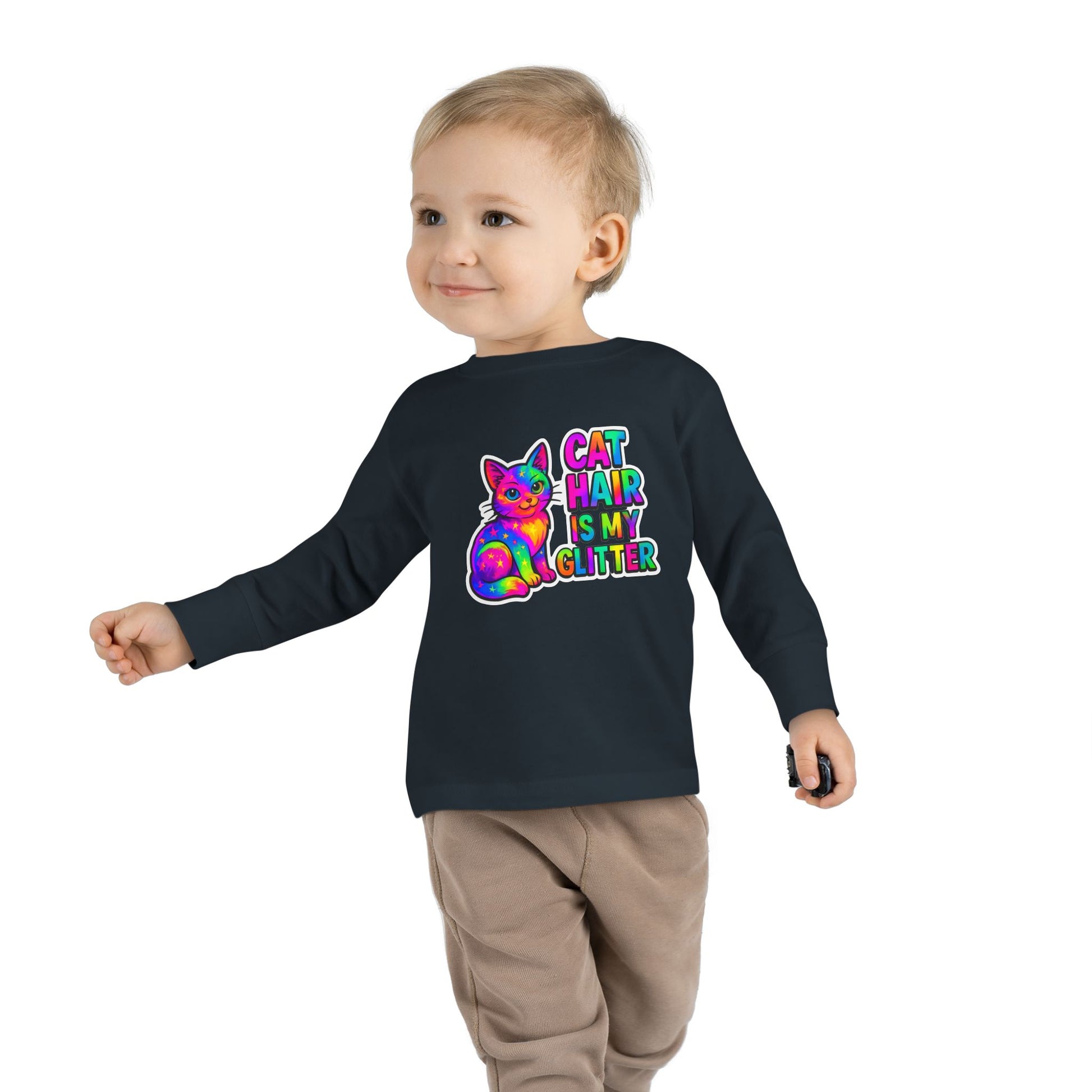 Cat Hair Is My Glitter Toddler Long Sleeve Tee