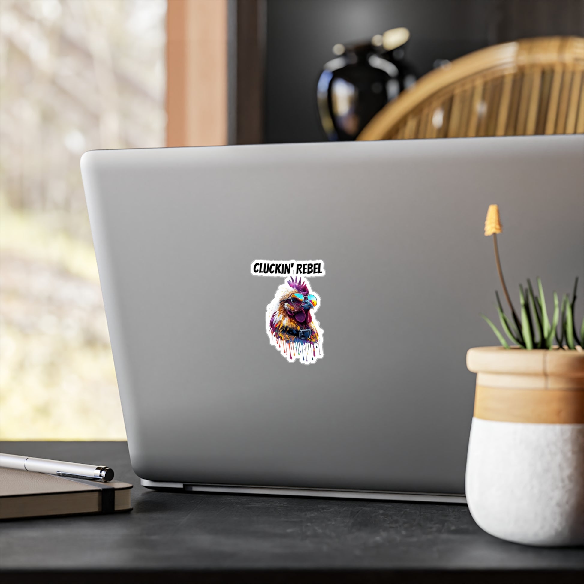 Cool Animal Stickers, Cluckin' Rebel Vinyl Decals for Laptops, Cars, Journals, Fun Decor, Gift for Chicken Lovers