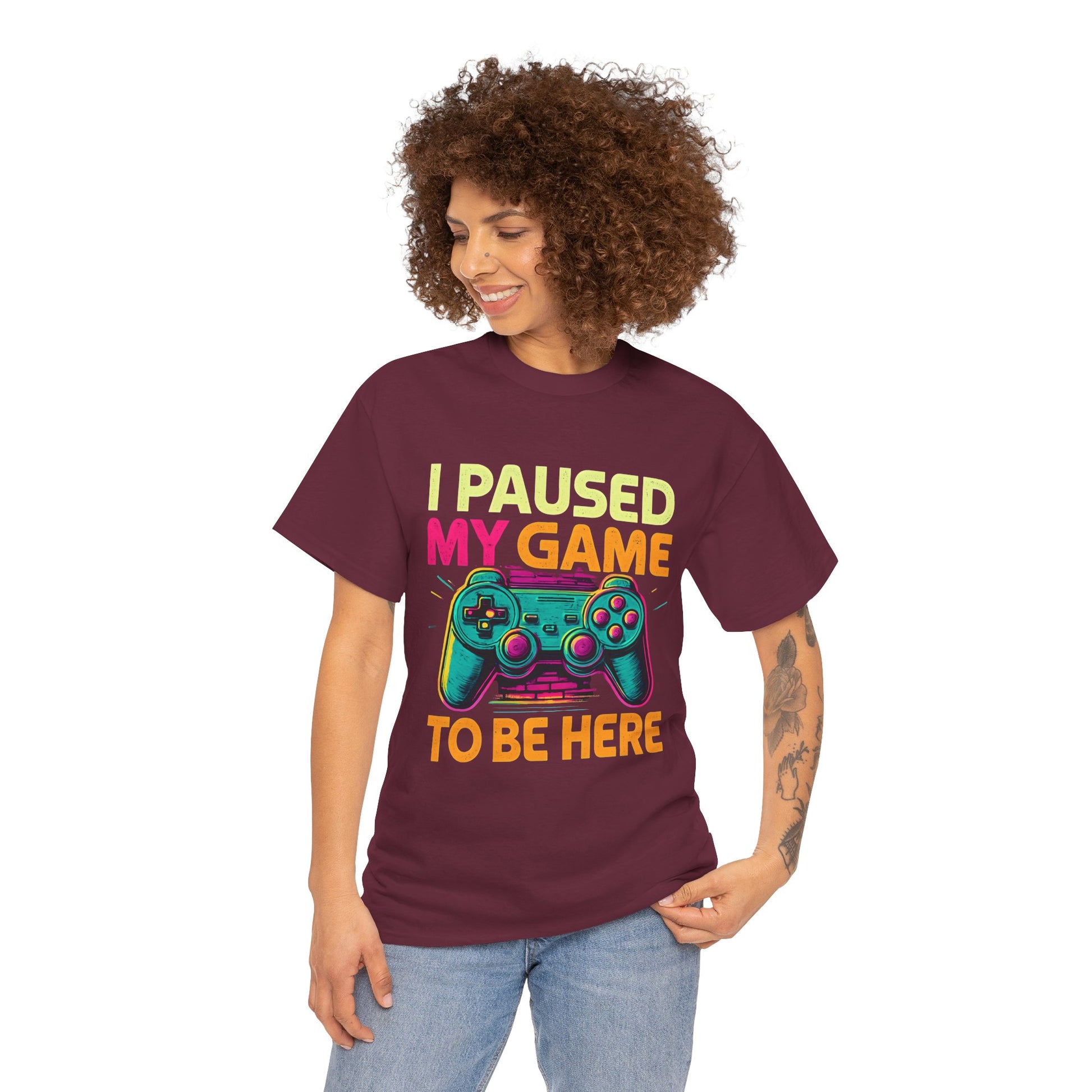 Gaming Humor Unisex Tee - I Paused My Game To Be Here, Gamer Gift, Video Game Shirt, Casual Wear, Funny T-Shirt, Game Night Apparel