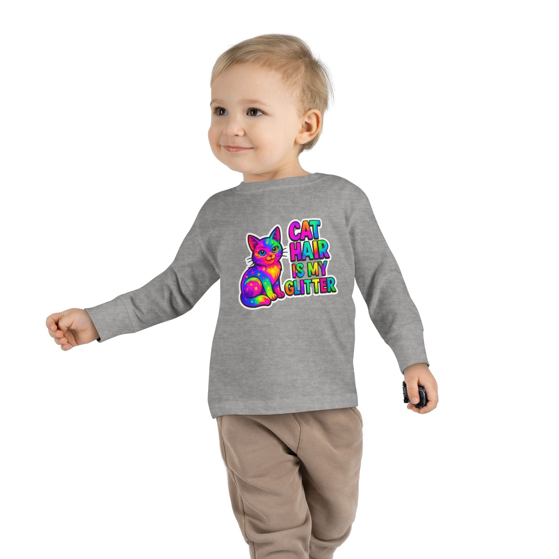 Cat Hair Is My Glitter Toddler Long Sleeve Tee