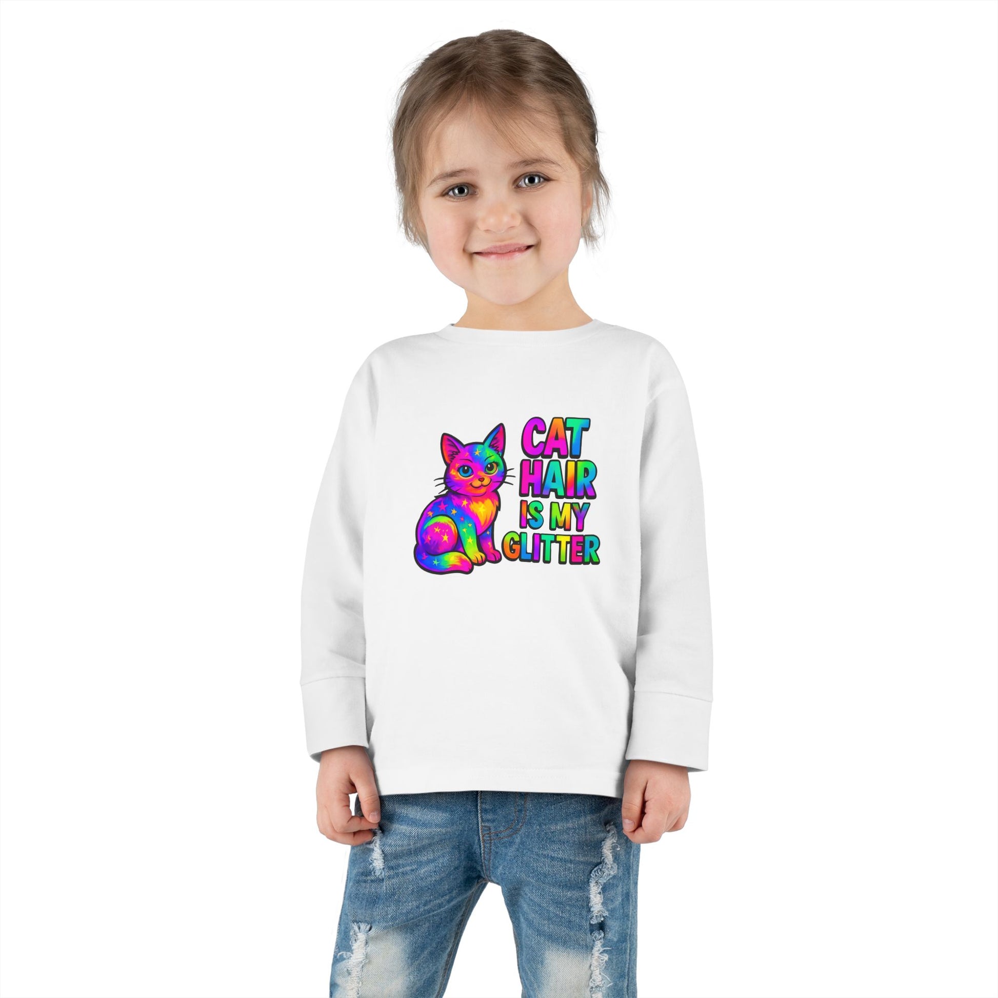 Cat Hair Is My Glitter Toddler Long Sleeve Tee