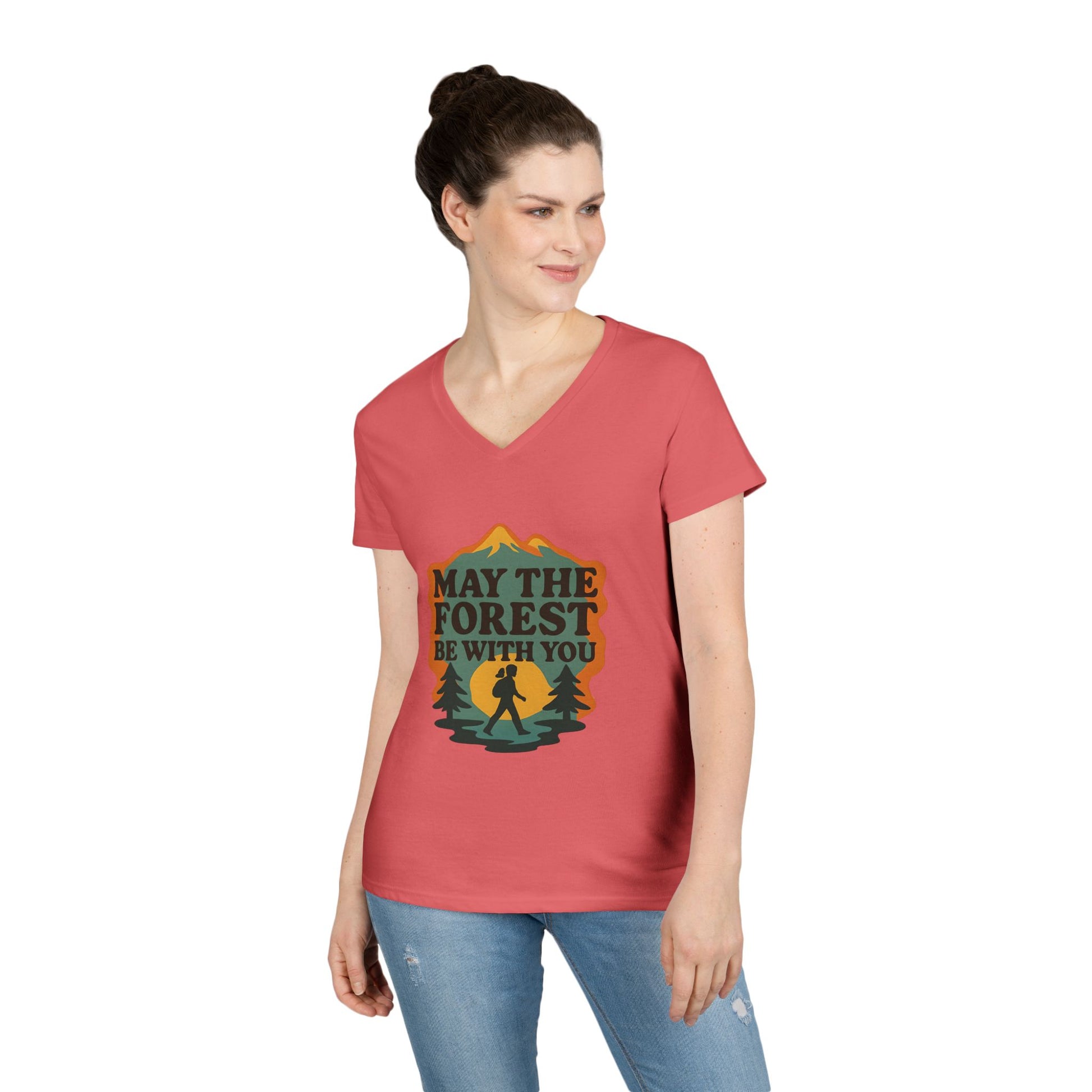 Forest themed Ladies' v neck