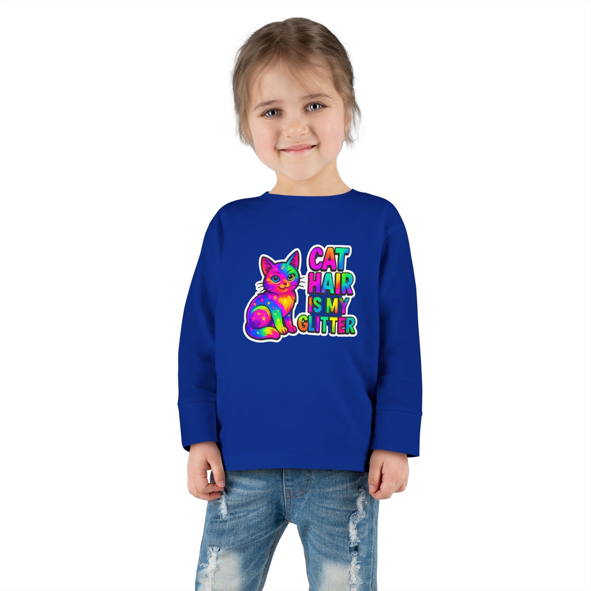 Cat Hair Is My Glitter Toddler Long Sleeve Tee
