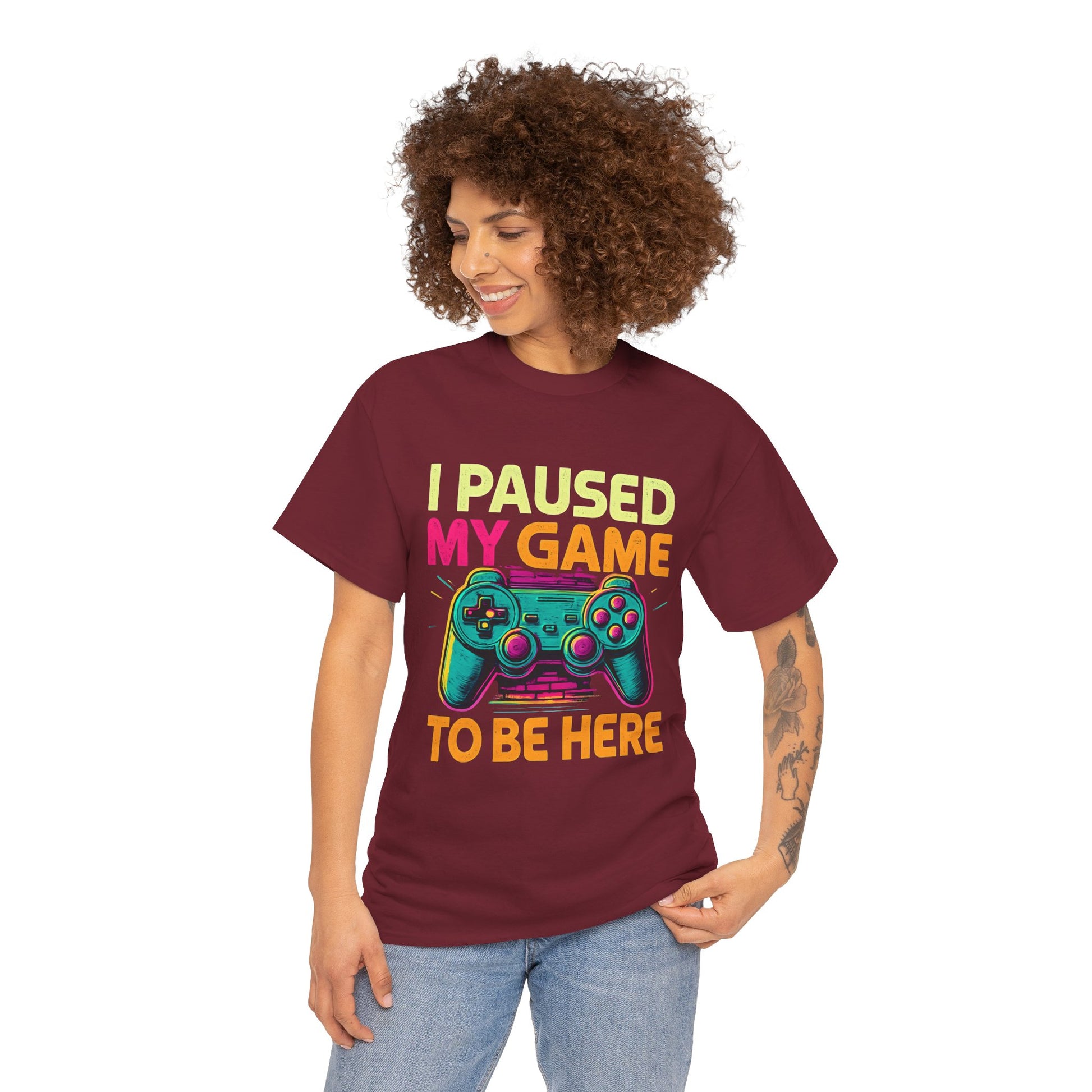 Gaming Humor Unisex Tee - I Paused My Game To Be Here, Gamer Gift, Video Game Shirt, Casual Wear, Funny T-Shirt, Game Night Apparel