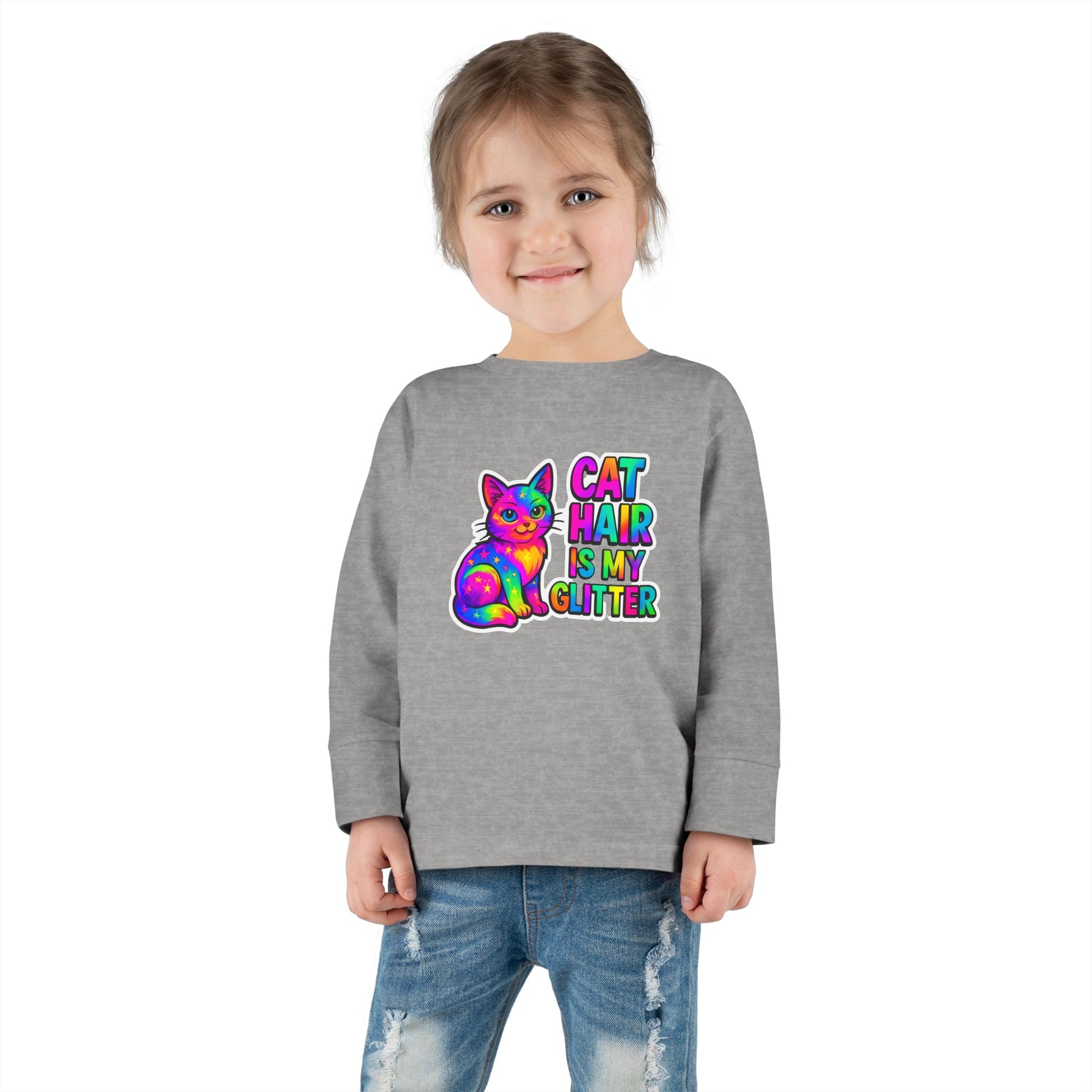 Cat Hair Is My Glitter Toddler Long Sleeve Tee