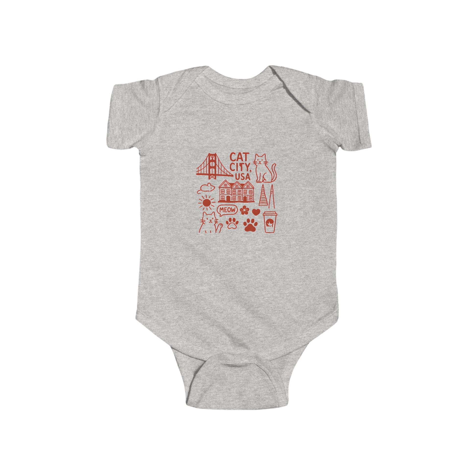 Cat City USA San Francisco Infant Bodysuit, Cute Baby Outfit, Cat Lover Gift, Newborn Clothes, Animal-Themed Babywear