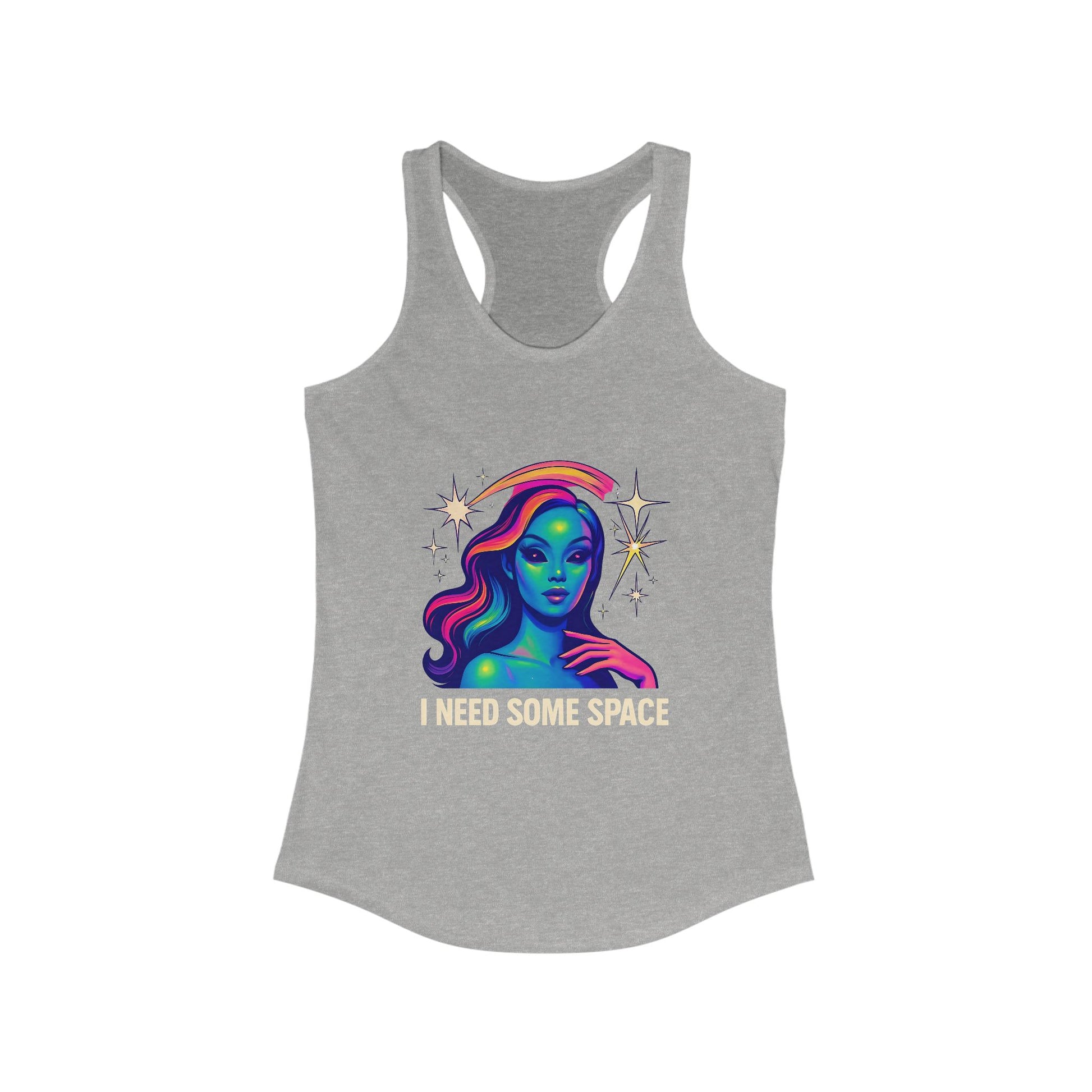 Cosmic Vibes Racerback Tank, Space-Themed Apparel, Women's Athletic Top, Gift for Space Lovers, Summer Workout Gear, Festival Outfit