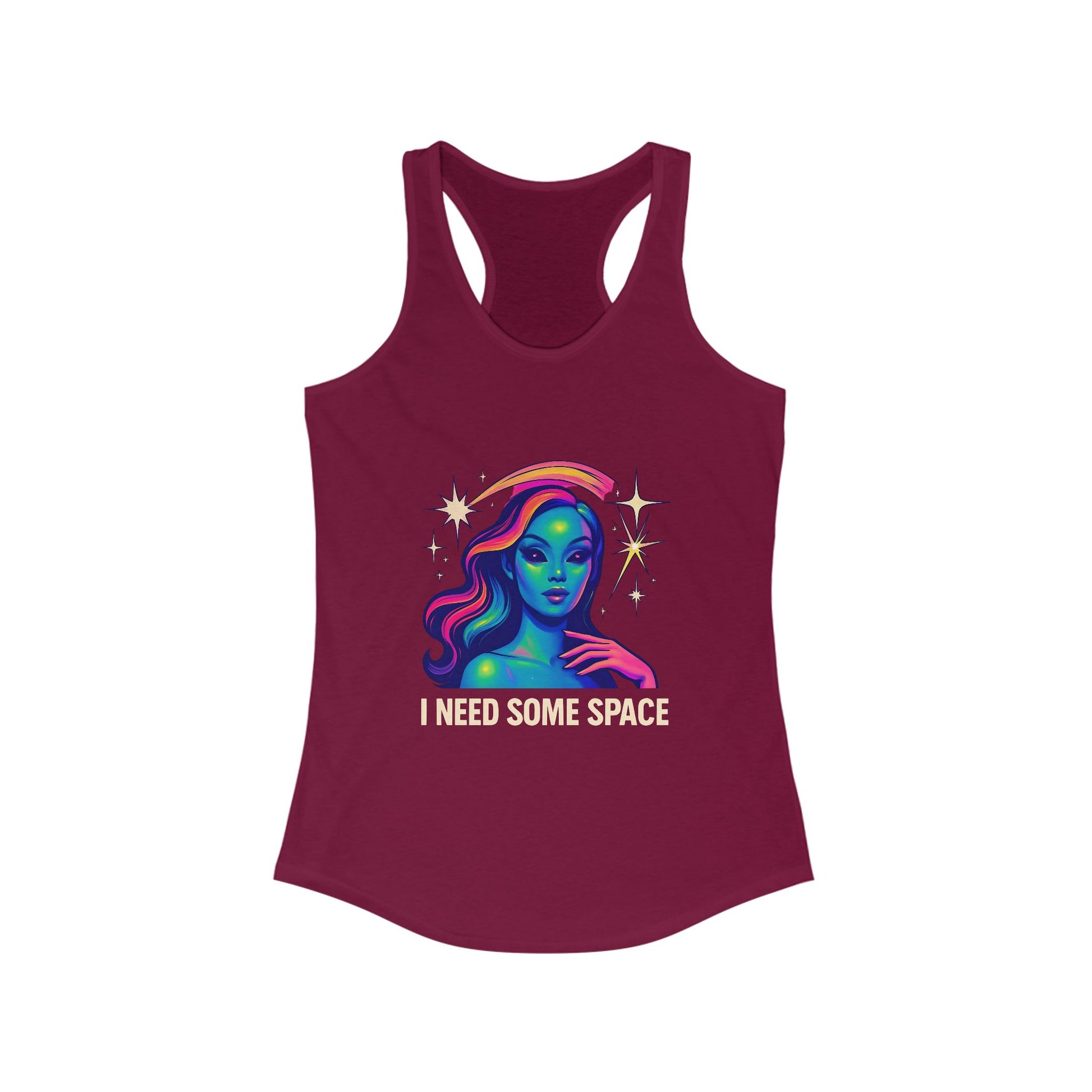 Cosmic Vibes Racerback Tank, Space-Themed Apparel, Women's Athletic Top, Gift for Space Lovers, Summer Workout Gear, Festival Outfit