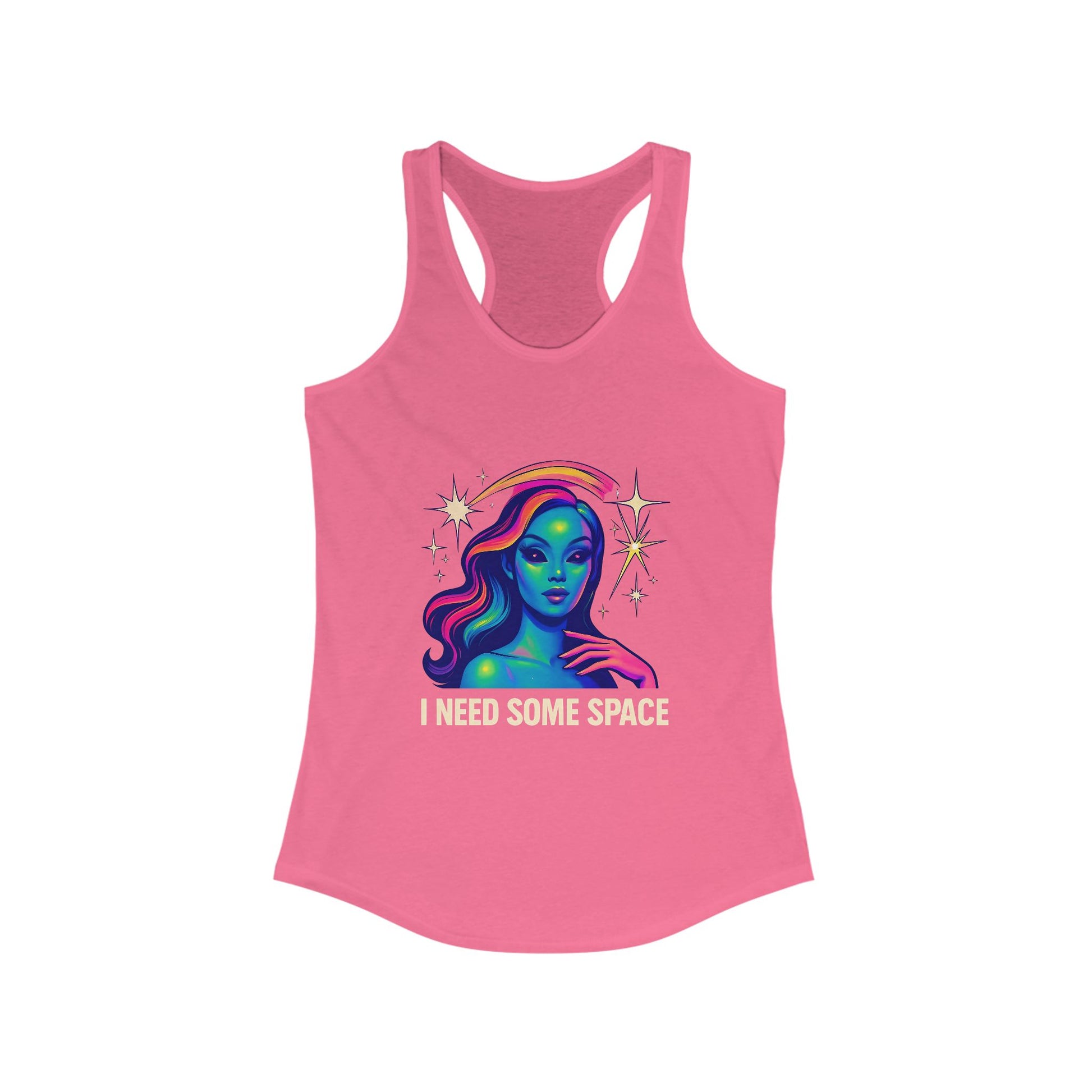 Cosmic Vibes Racerback Tank, Space-Themed Apparel, Women's Athletic Top, Gift for Space Lovers, Summer Workout Gear, Festival Outfit