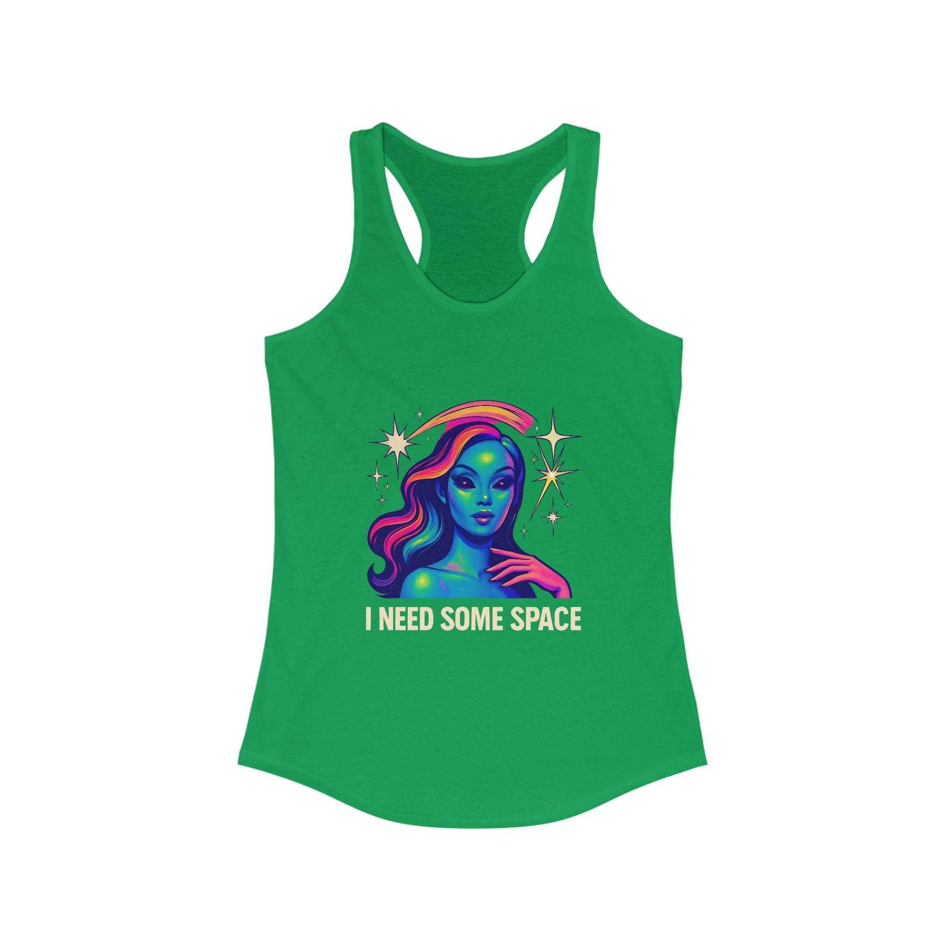 Cosmic Vibes Racerback Tank, Space-Themed Apparel, Women's Athletic Top, Gift for Space Lovers, Summer Workout Gear, Festival Outfit