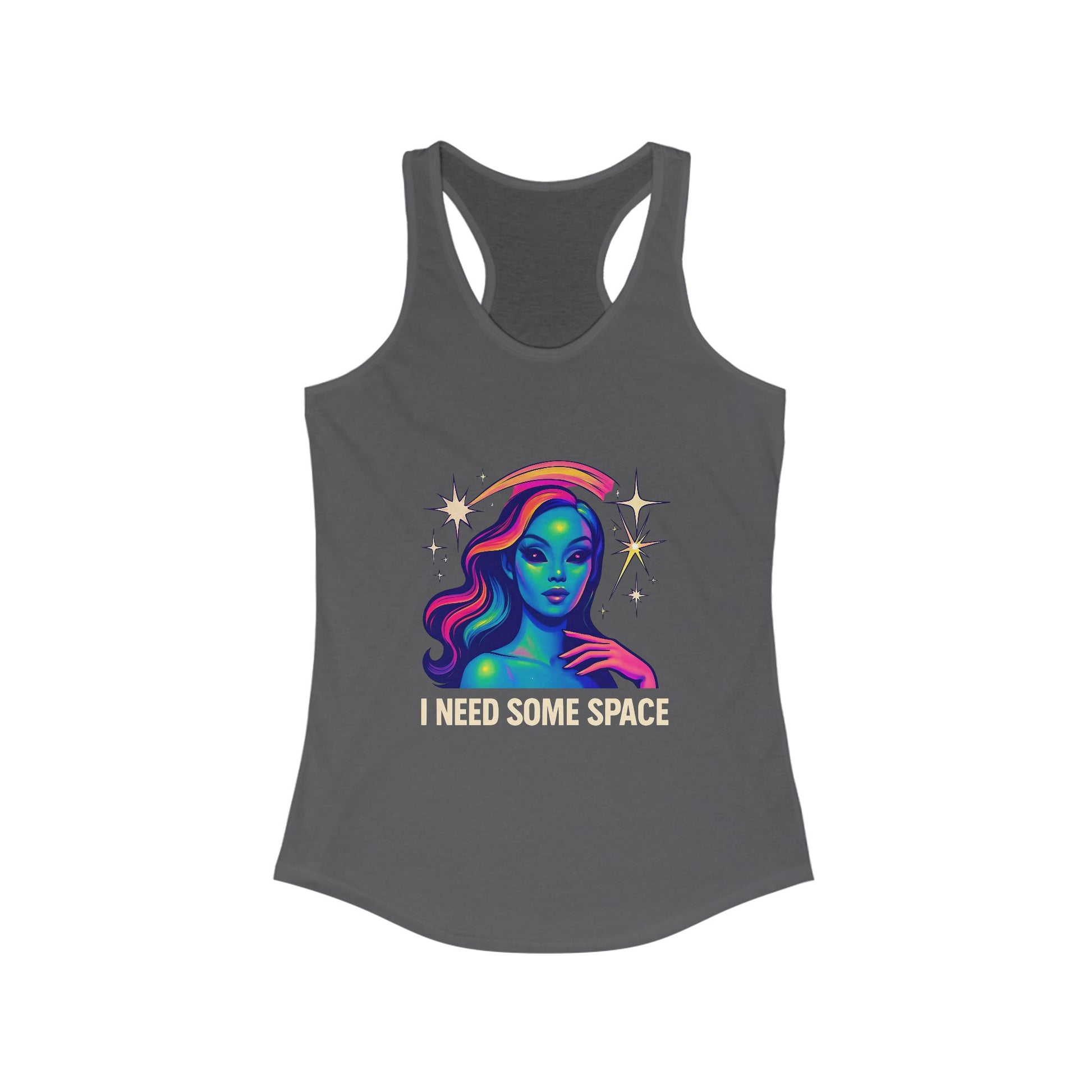 Cosmic Vibes Racerback Tank, Space-Themed Apparel, Women's Athletic Top, Gift for Space Lovers, Summer Workout Gear, Festival Outfit