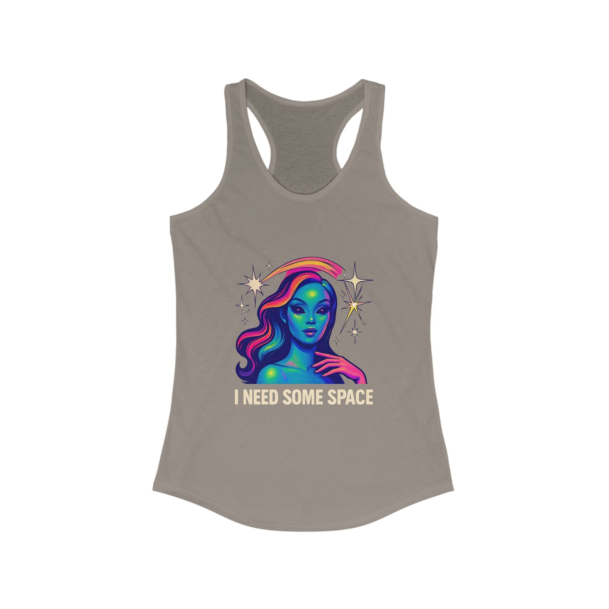 Cosmic Vibes Racerback Tank, Space-Themed Apparel, Women's Athletic Top, Gift for Space Lovers, Summer Workout Gear, Festival Outfit