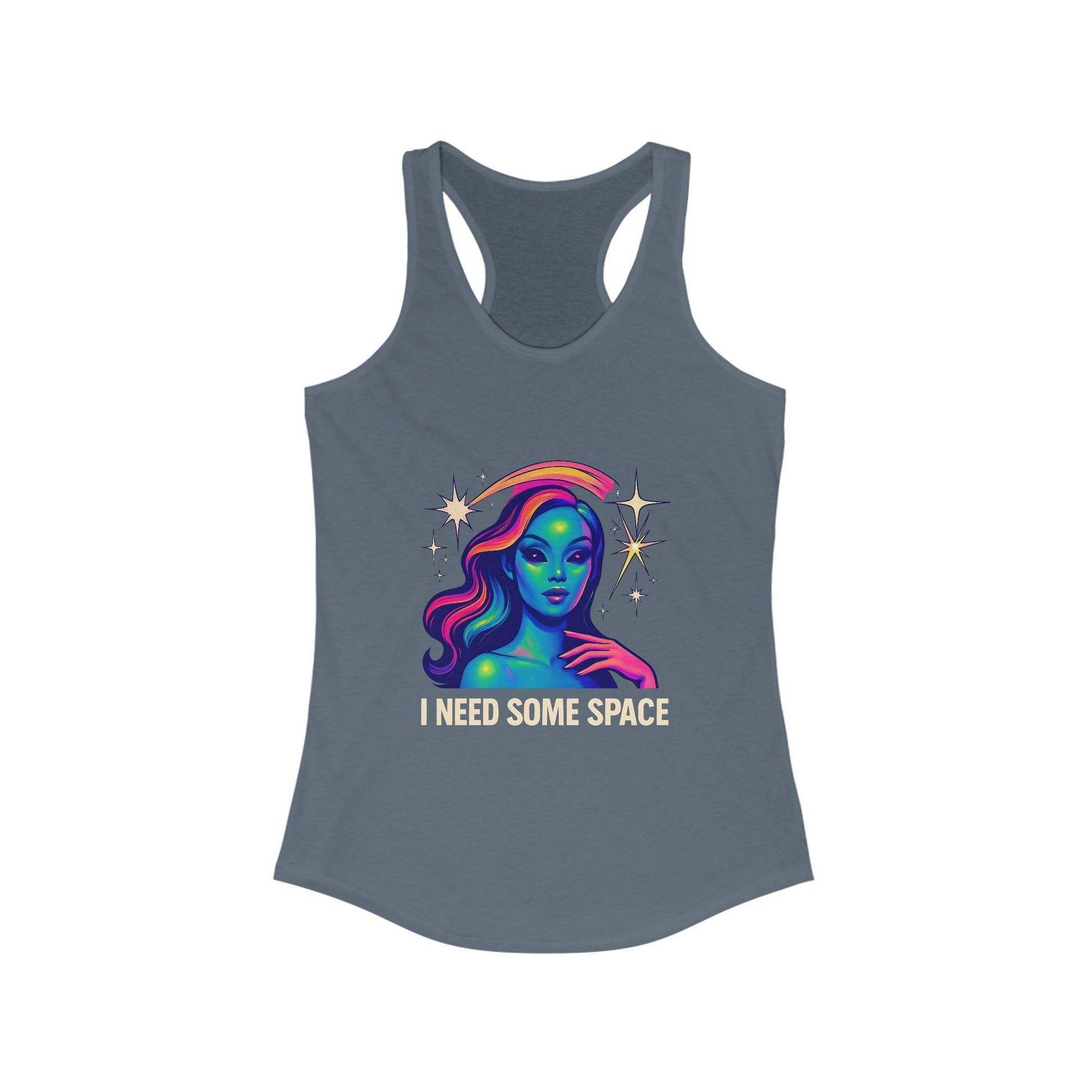 Cosmic Vibes Racerback Tank, Space-Themed Apparel, Women's Athletic Top, Gift for Space Lovers, Summer Workout Gear, Festival Outfit