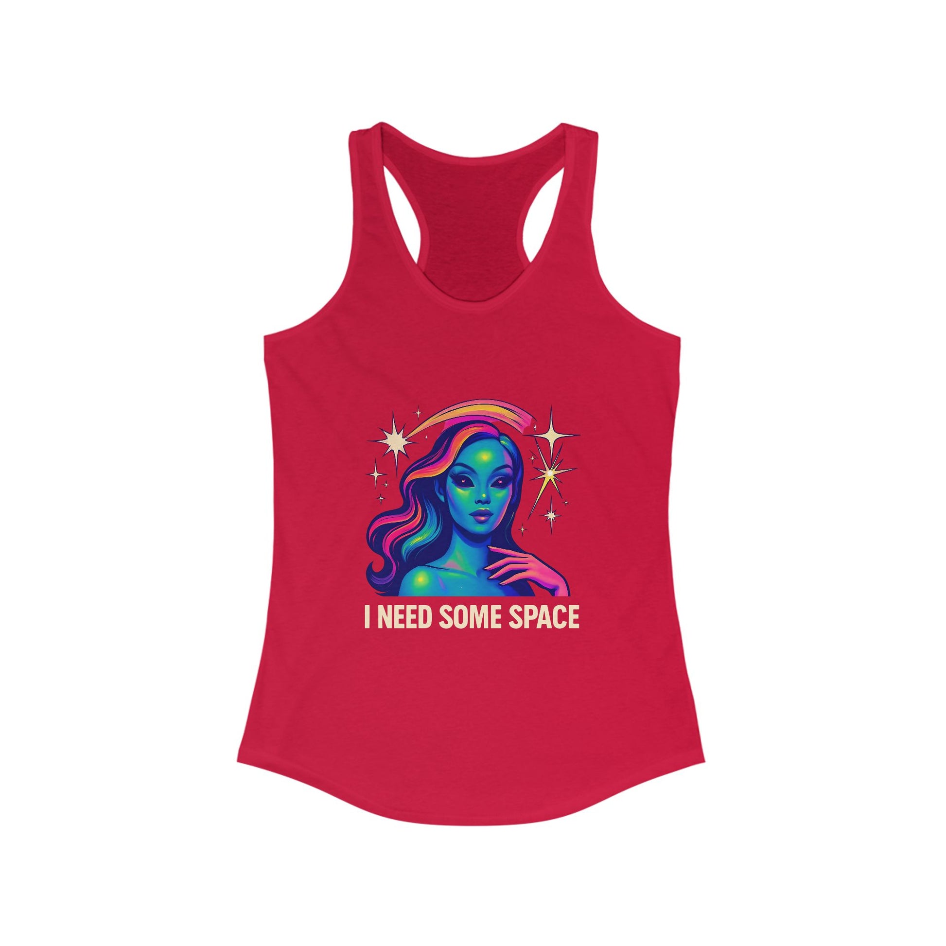 Cosmic Vibes Racerback Tank, Space-Themed Apparel, Women's Athletic Top, Gift for Space Lovers, Summer Workout Gear, Festival Outfit