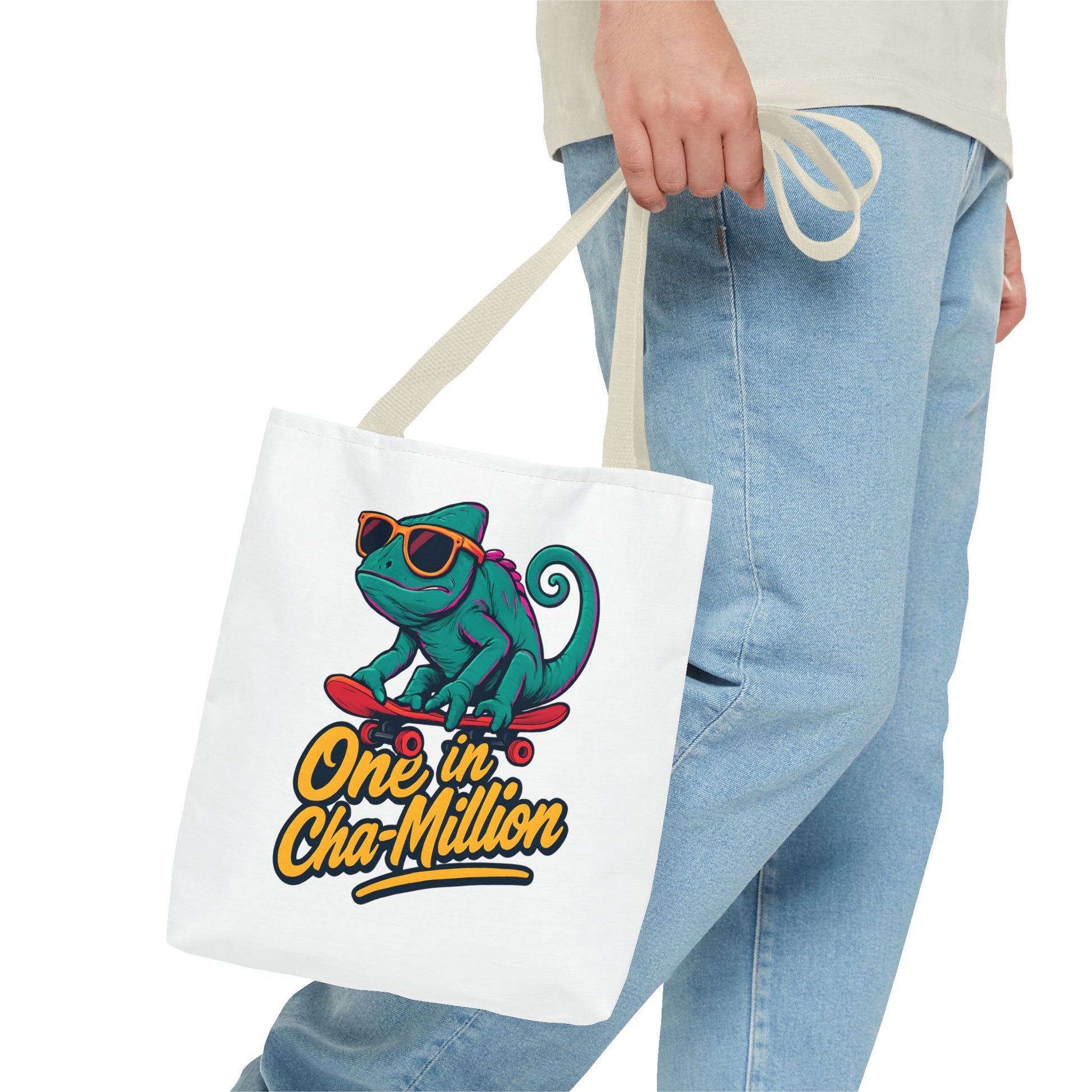 Skateboarder Chameleon Tote Bag - Unique AOP Design, Reusable Shopping Bag, Gift for Chameleon Lovers, Eco-Friendly Grocery Bag, [...]