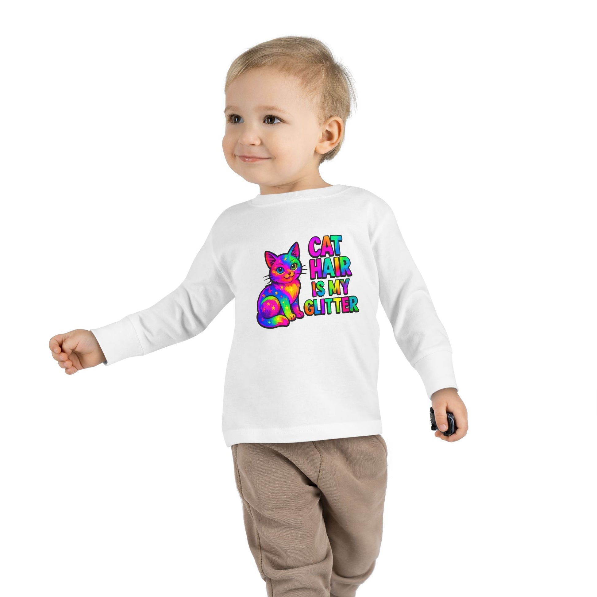 Cat Hair Is My Glitter Toddler Long Sleeve Tee