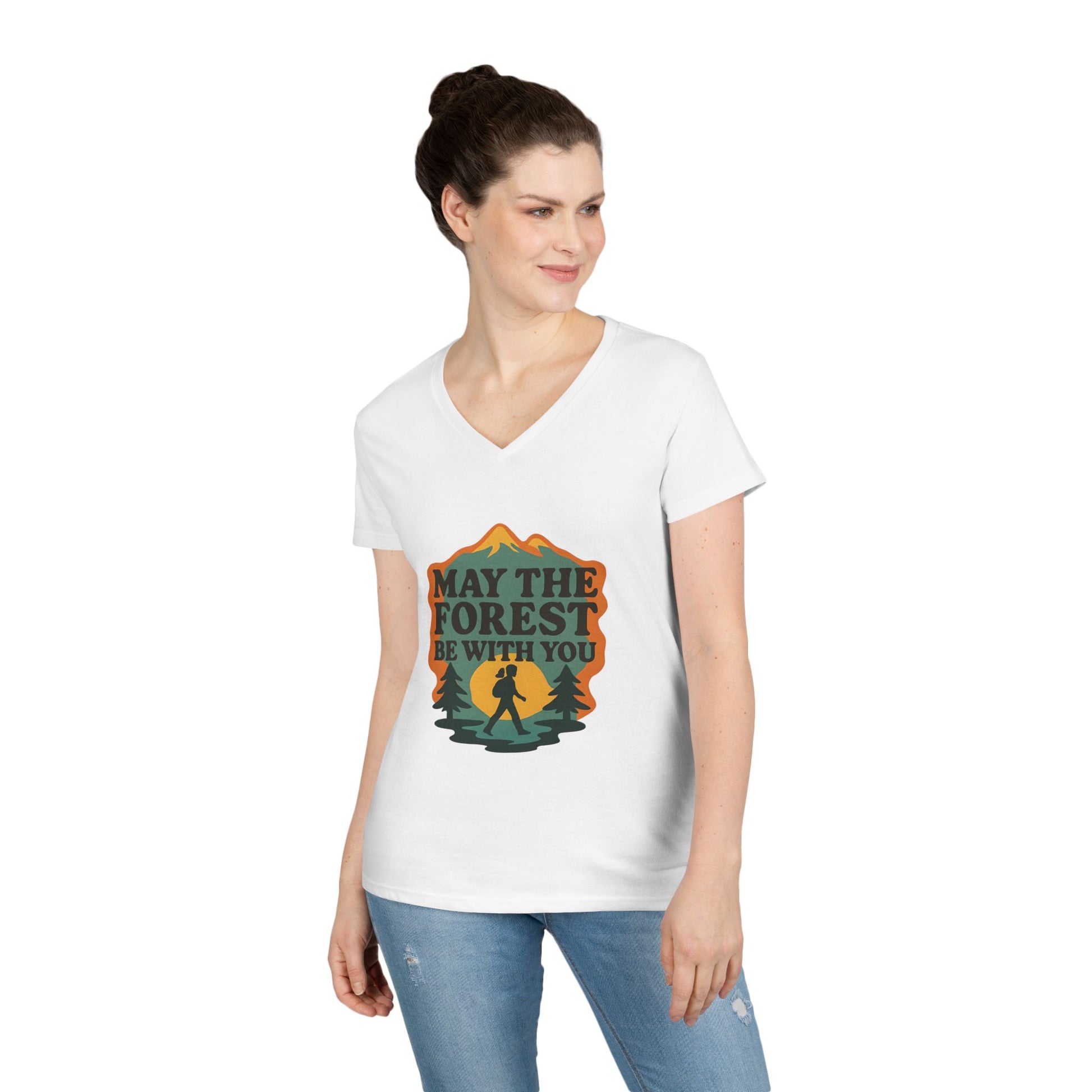 Forest themed Ladies' v neck