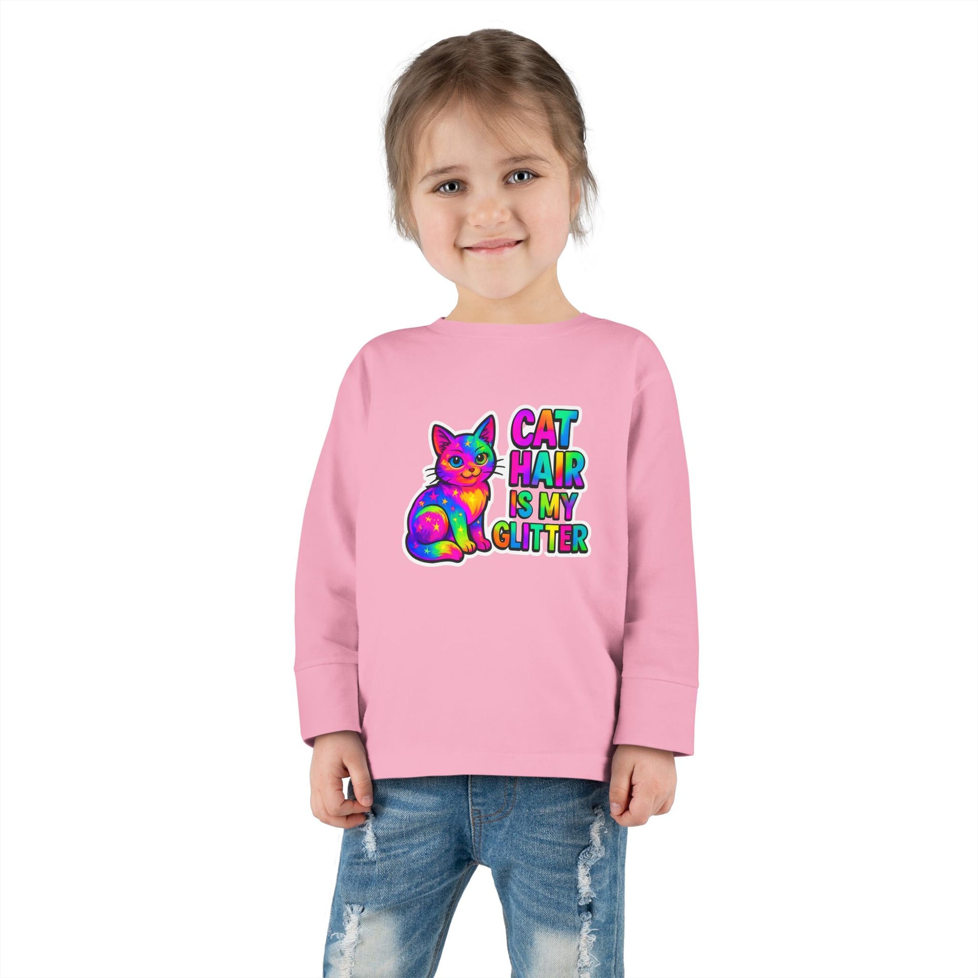 Cat Hair Is My Glitter Toddler Long Sleeve Tee